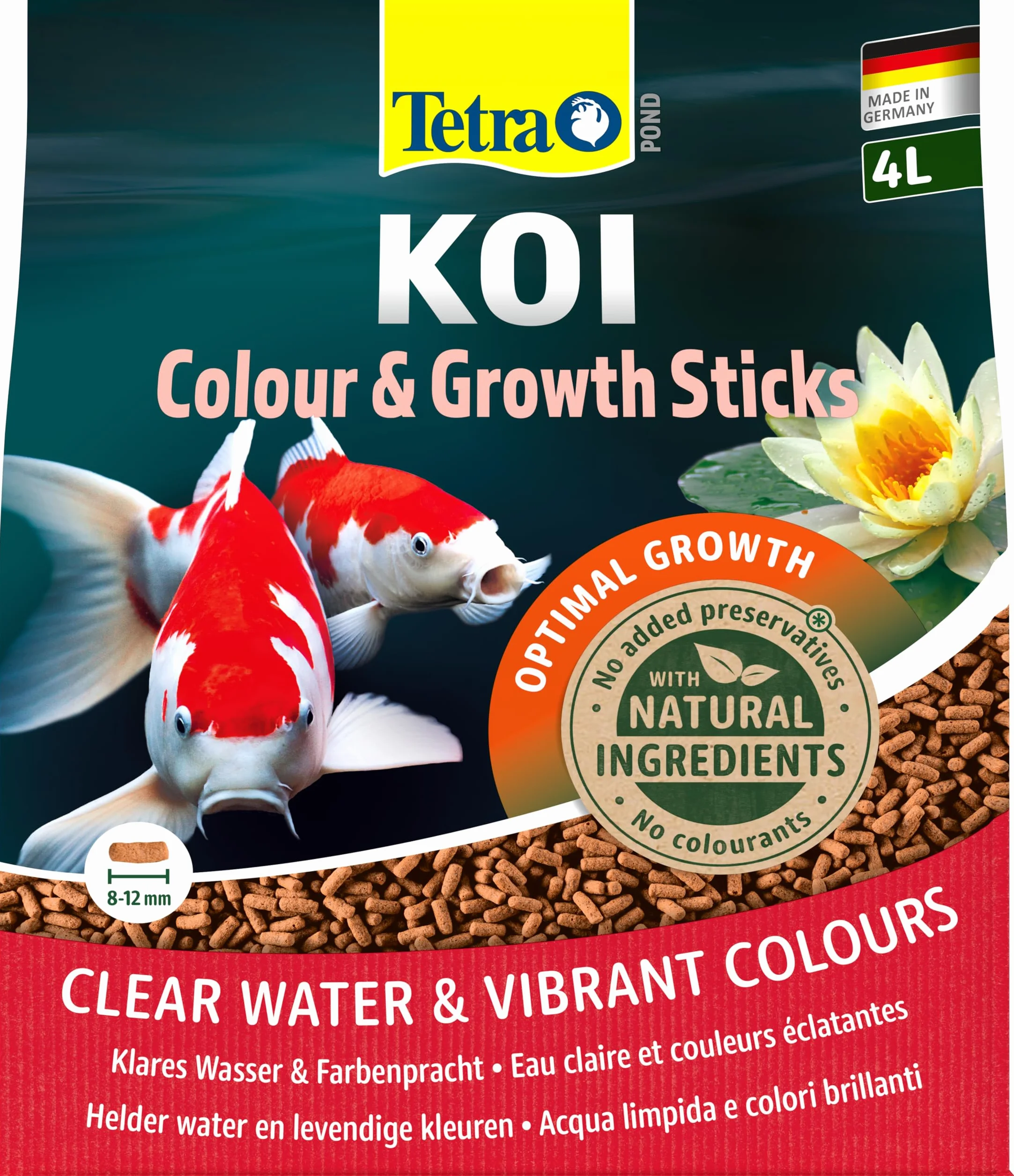 Fodera koi Stick per Colori Naturali e Crescita Sana di Pesci koi, Sacchetto da 4 L