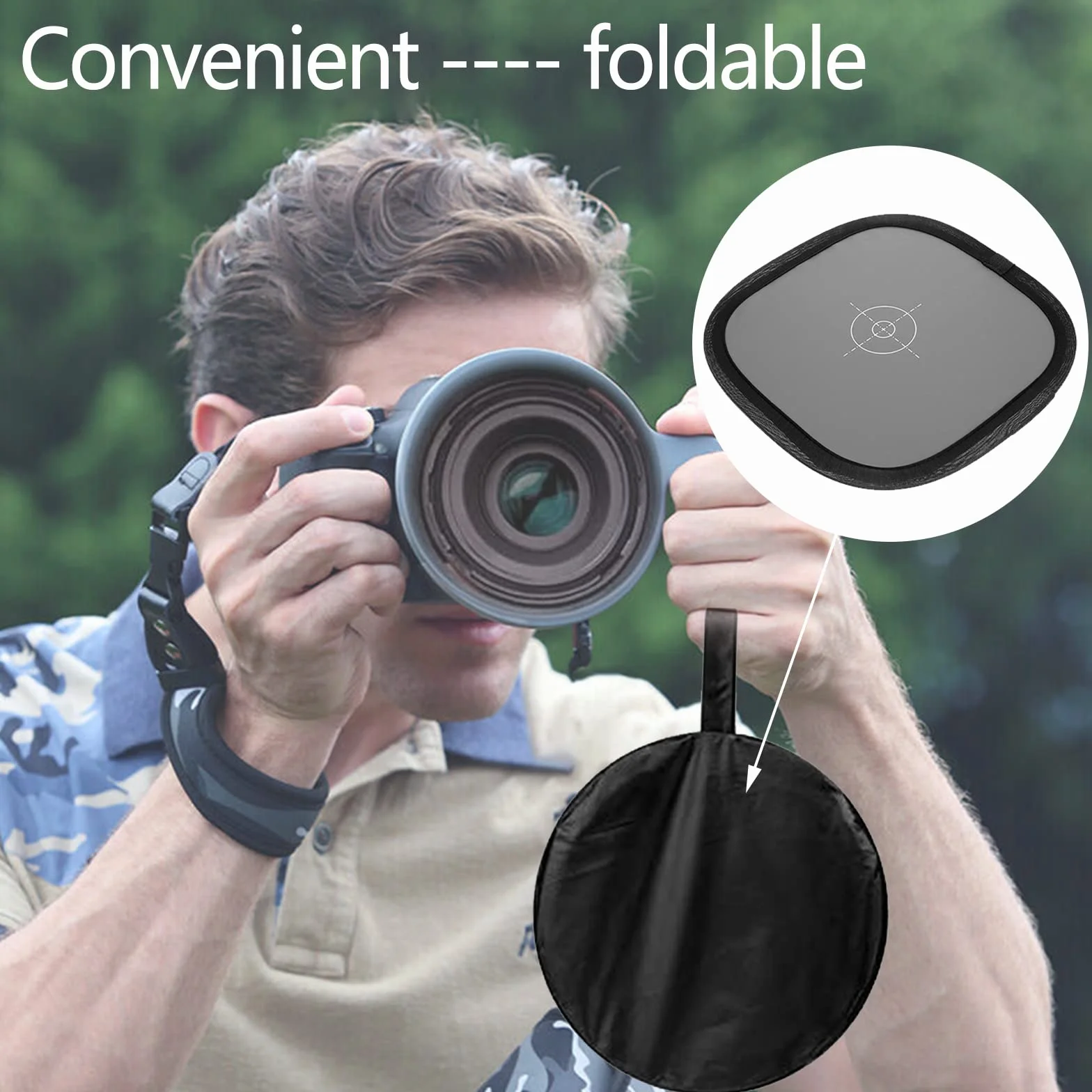 Grey White Balance Reference Card 30 cm Portatile Folding 18% Fotografico Borsa