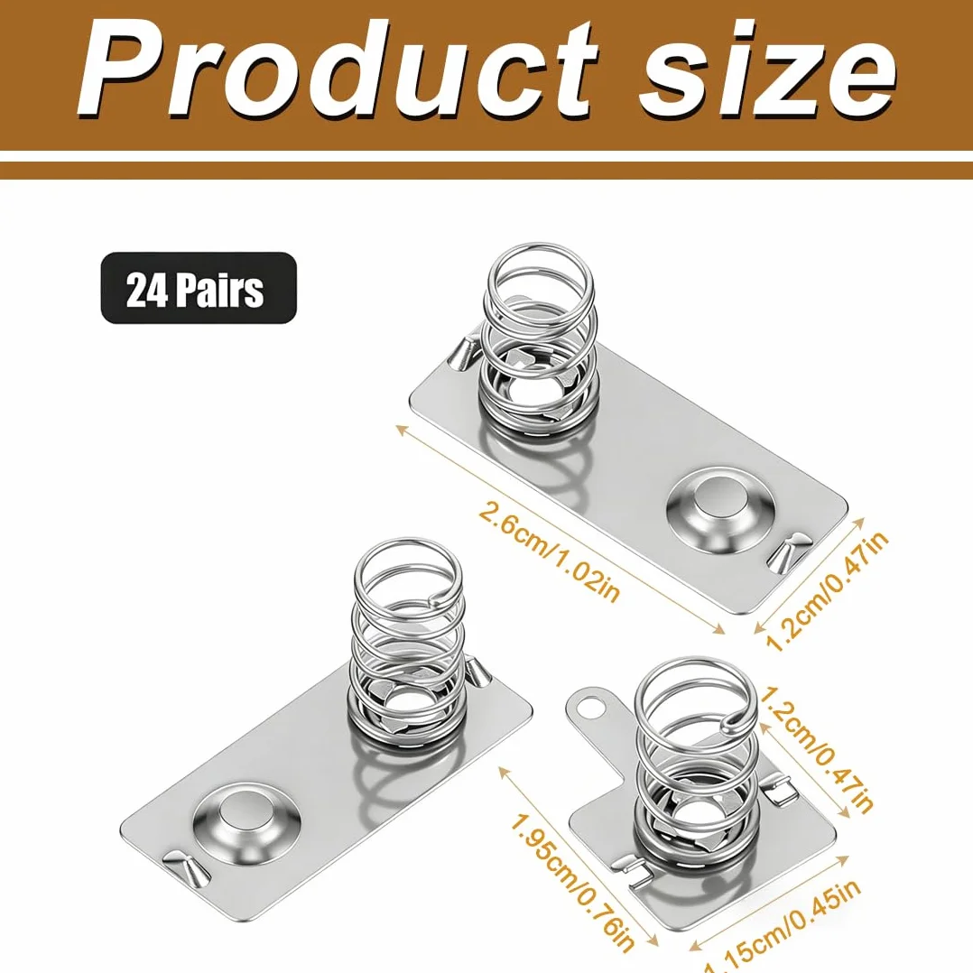 HAGNA 24 Set Positivo A Negativo Molla Contatto Piastra, 24 Pezzi Aa Batteria Piastra 28Mmx11Mm E 24 Coppie Aa Batteria Piastra 13Mmx11Mm