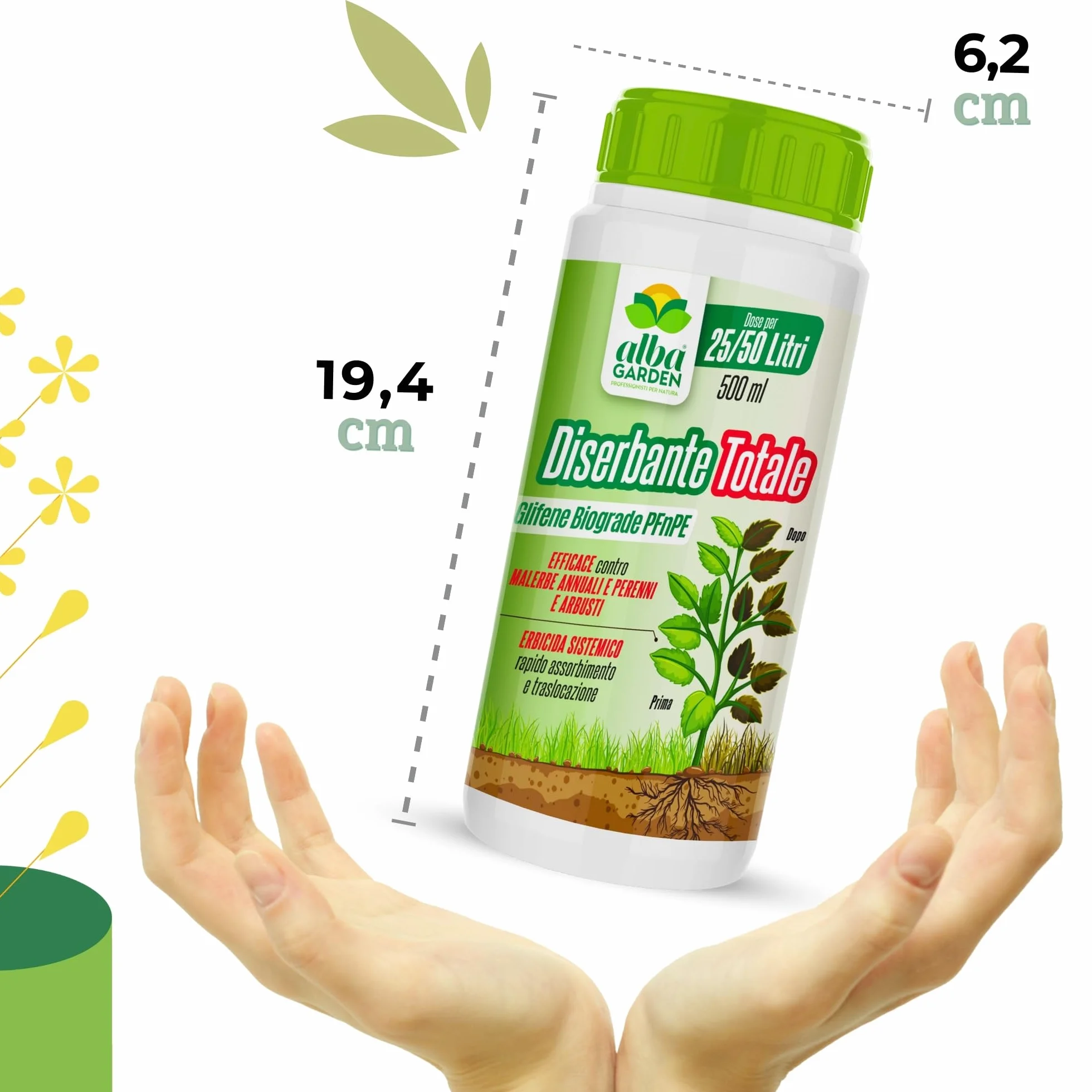 Albagarden Diserbante Totale Glifosate 2 x 500 ml Erbicida Sistemico
