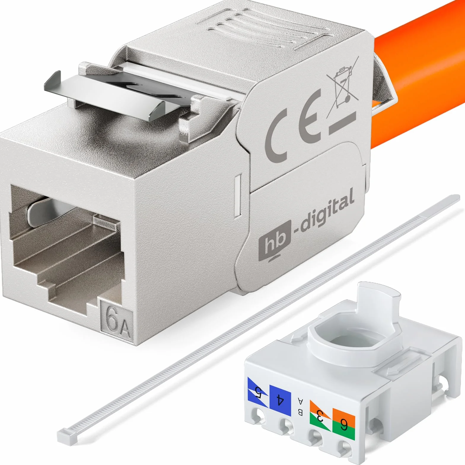 Presa di rete CAT 6a RJ45 1 porta Keystone STP schermata 10 GBit/s bianco HB-DIGITAL
