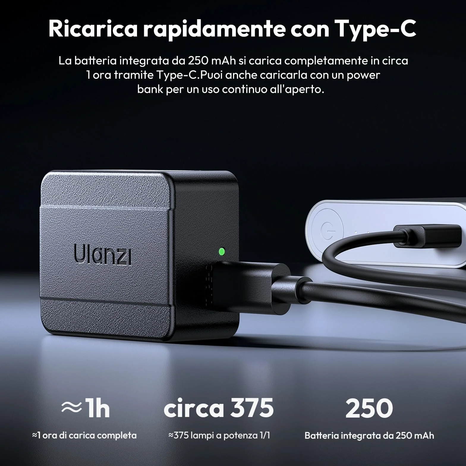 ULANZI SL01 Mini Flash GN8 6500K 375 Flash a Piena Potenza 200lux@0.3m Compatibile Nikon Sony Fujifilm Panasonic