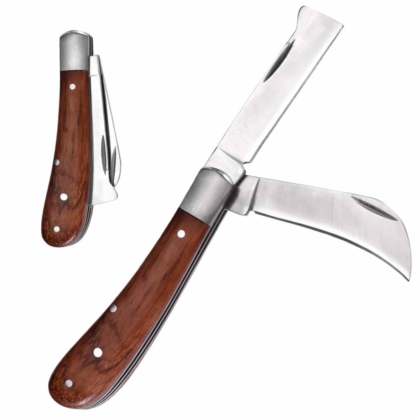 Coltello da Innesto,Coltello da Potatura Pieghevole per Innesti Multifunzionale Doppio Bordo, Acciaio Inossidabile per Germogliare, Innestare Erbacce, Arbusti e Rami