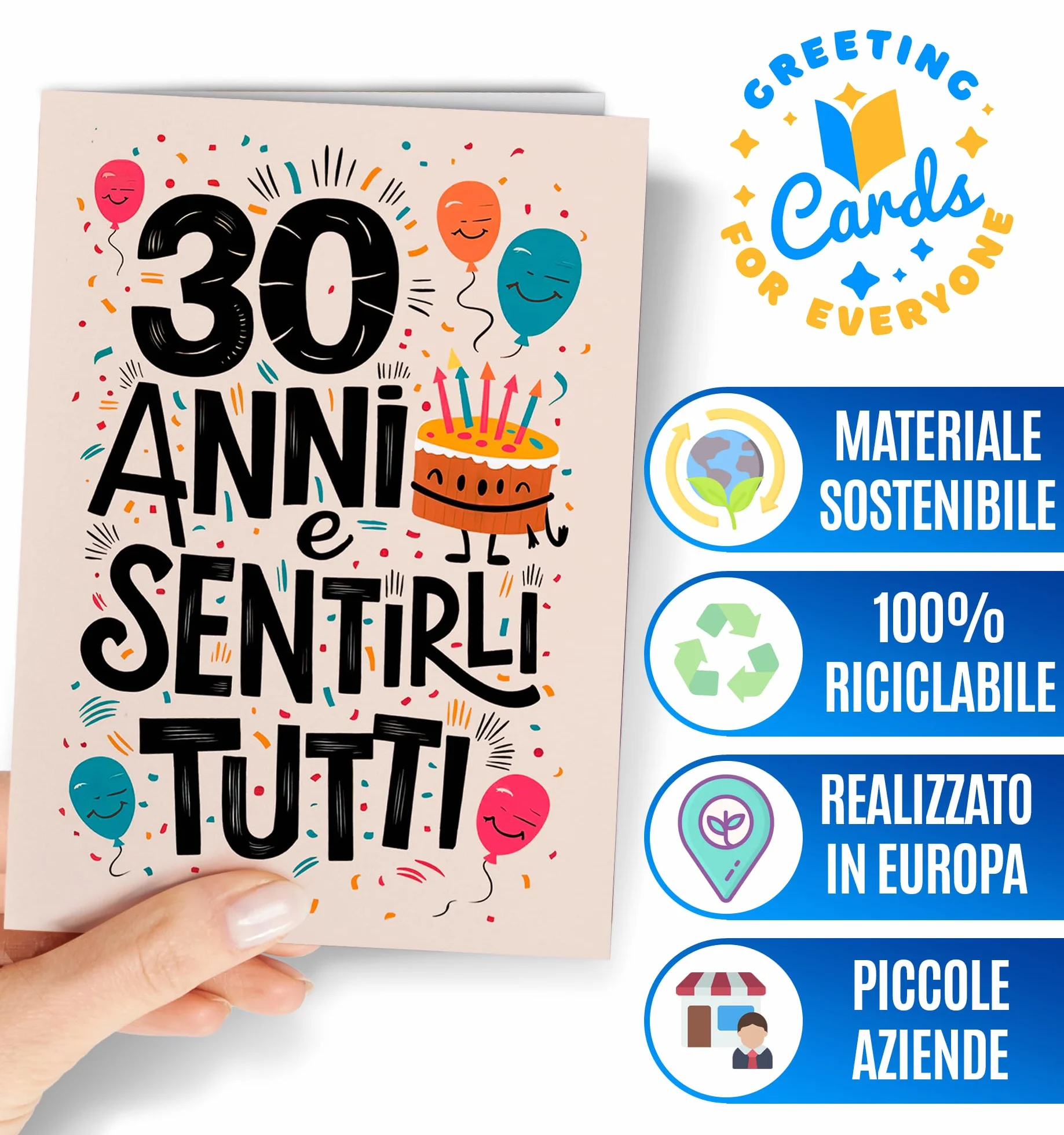 Biglietto Auguri 30 Anni Uomo Donna - Regalo Compleanno Divertente Figlia Figlio Nipote - EU 42