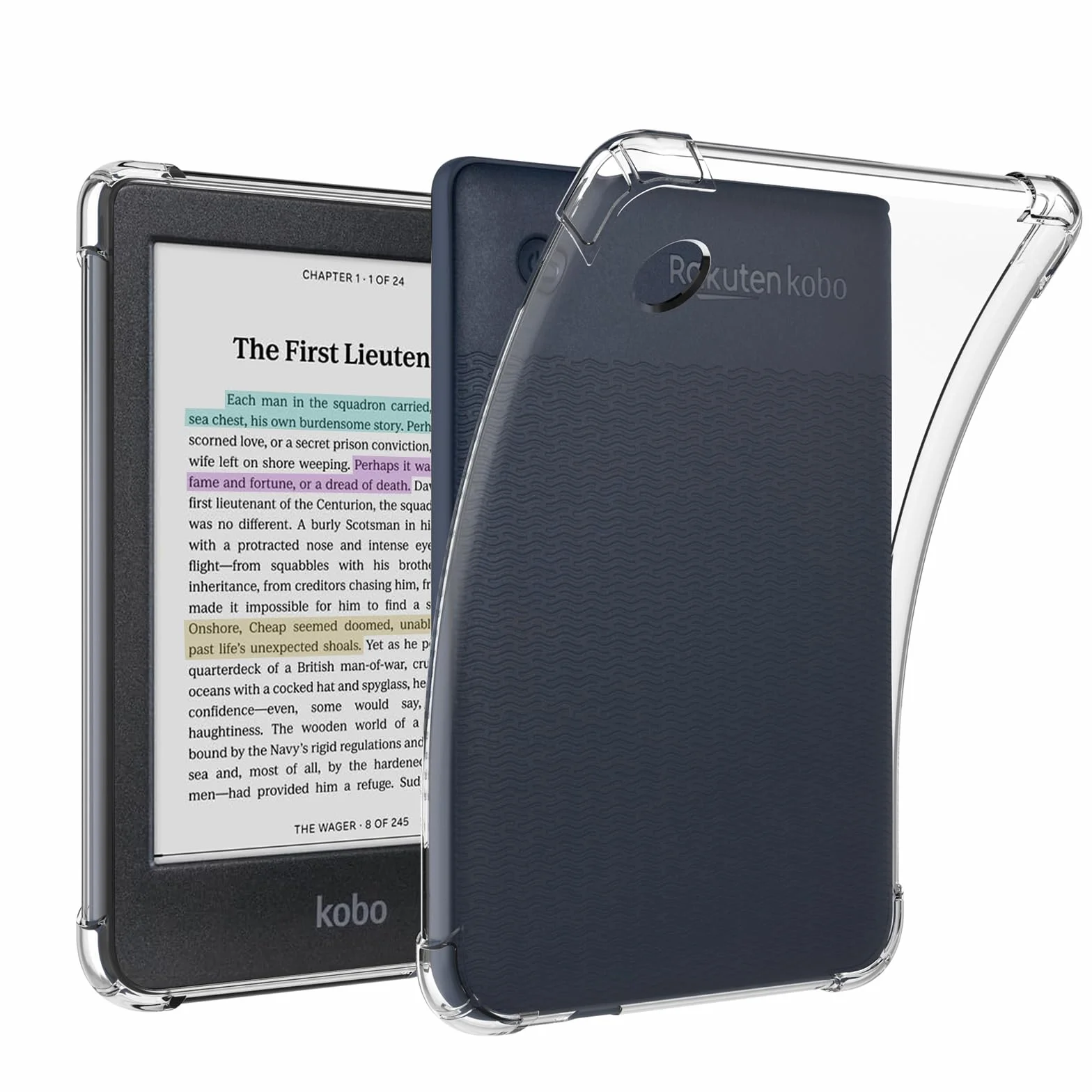 Tenano Custodia Trasparente per Kobo Clara Colour/BW/2E, Tolino Shine Colour/Shine 5/4, Copertura Posteriore in Silicone 6"