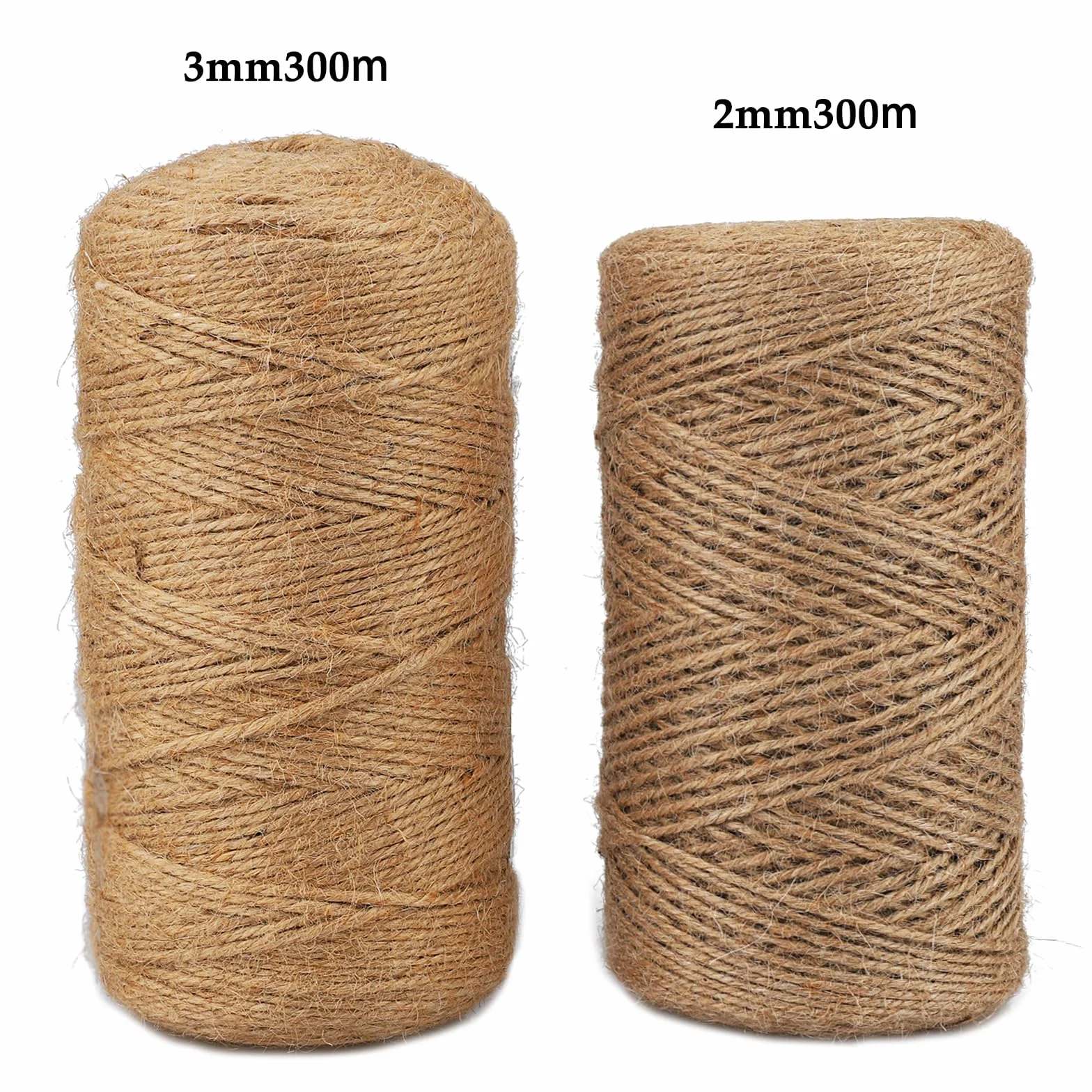 300m×3mm Spago corda di iuta, spago per decorazioni, realizzata in fibra naturale, la sua resistenza allo strappo la rende ideale per la decorazione del giardino e l'imballaggio decorativo
