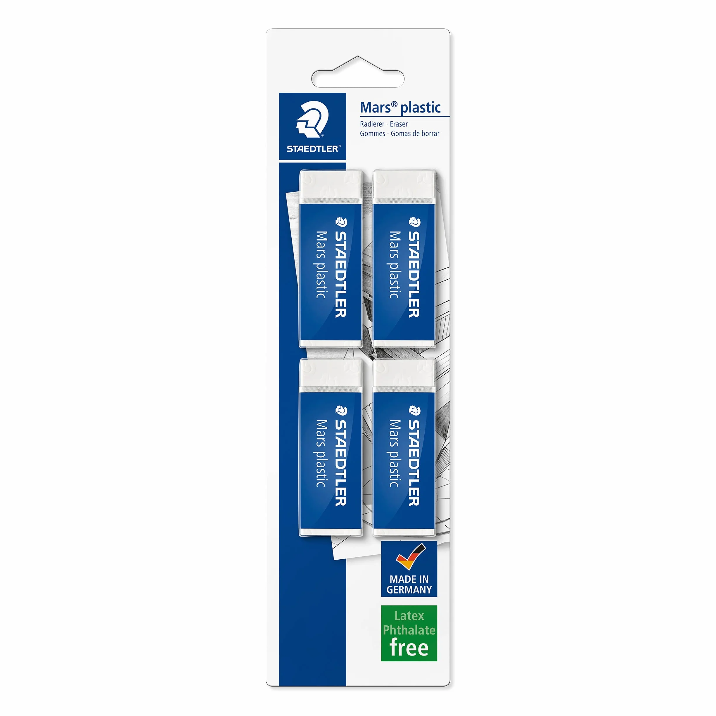Staedtler Mars Plastic Gomme da Cancellare Set 4 Pezzi Cancelleria Scuola Ufficio