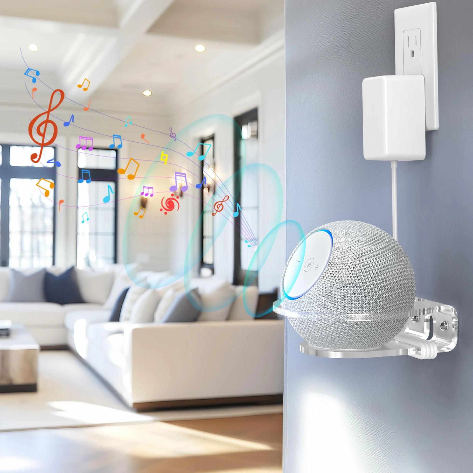 HomeMount Supporto da Parete per Dot 4ª/5ª Gen, Dot Max e HomePod Mini, Staffa Altoparlante in Acrilico Trasparente