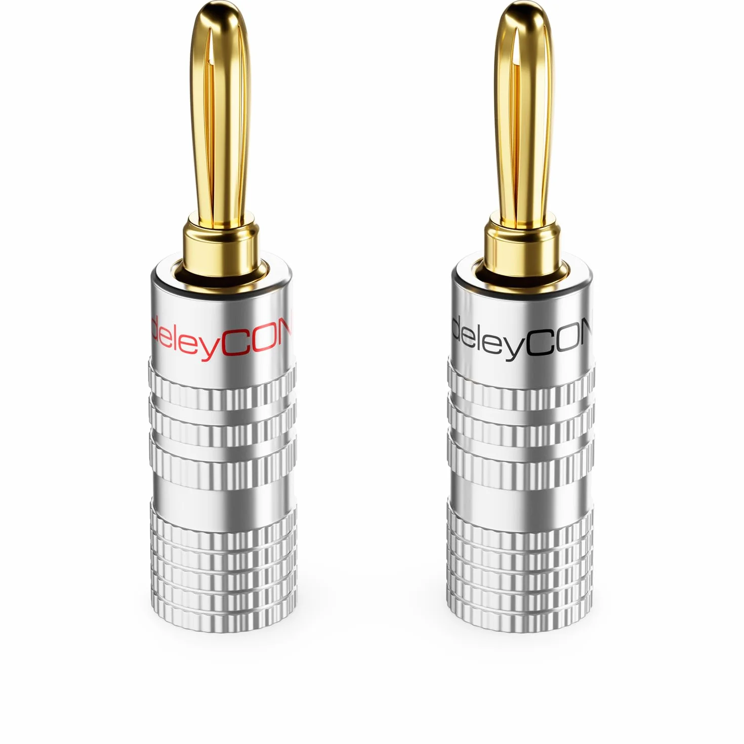 deleyCON 4 Pezzi Connettori a Banana Placcato Oro Avvitabile per Cavo Altoparlanti 0,75-4,5 mm Argento