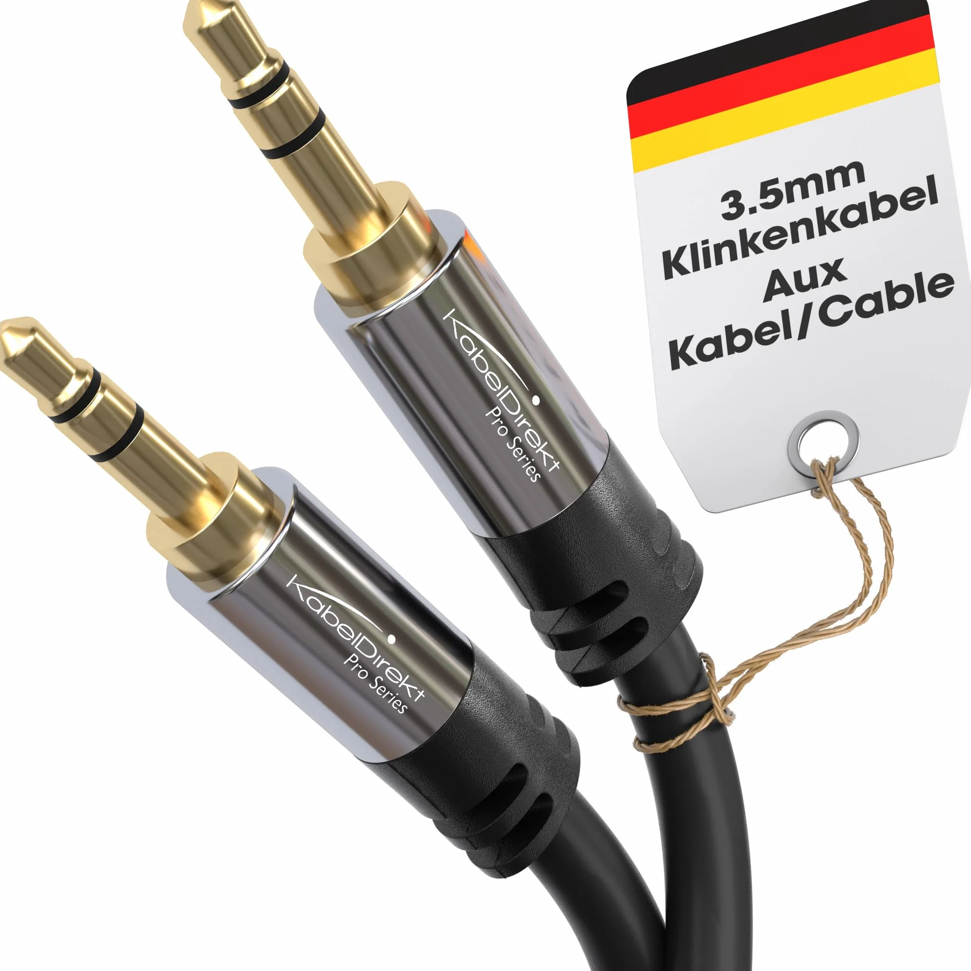 KabelDirekt Cavo Aux Jack 3,5 mm 2 m Connettori Metallo Infrangibili Audio Nero