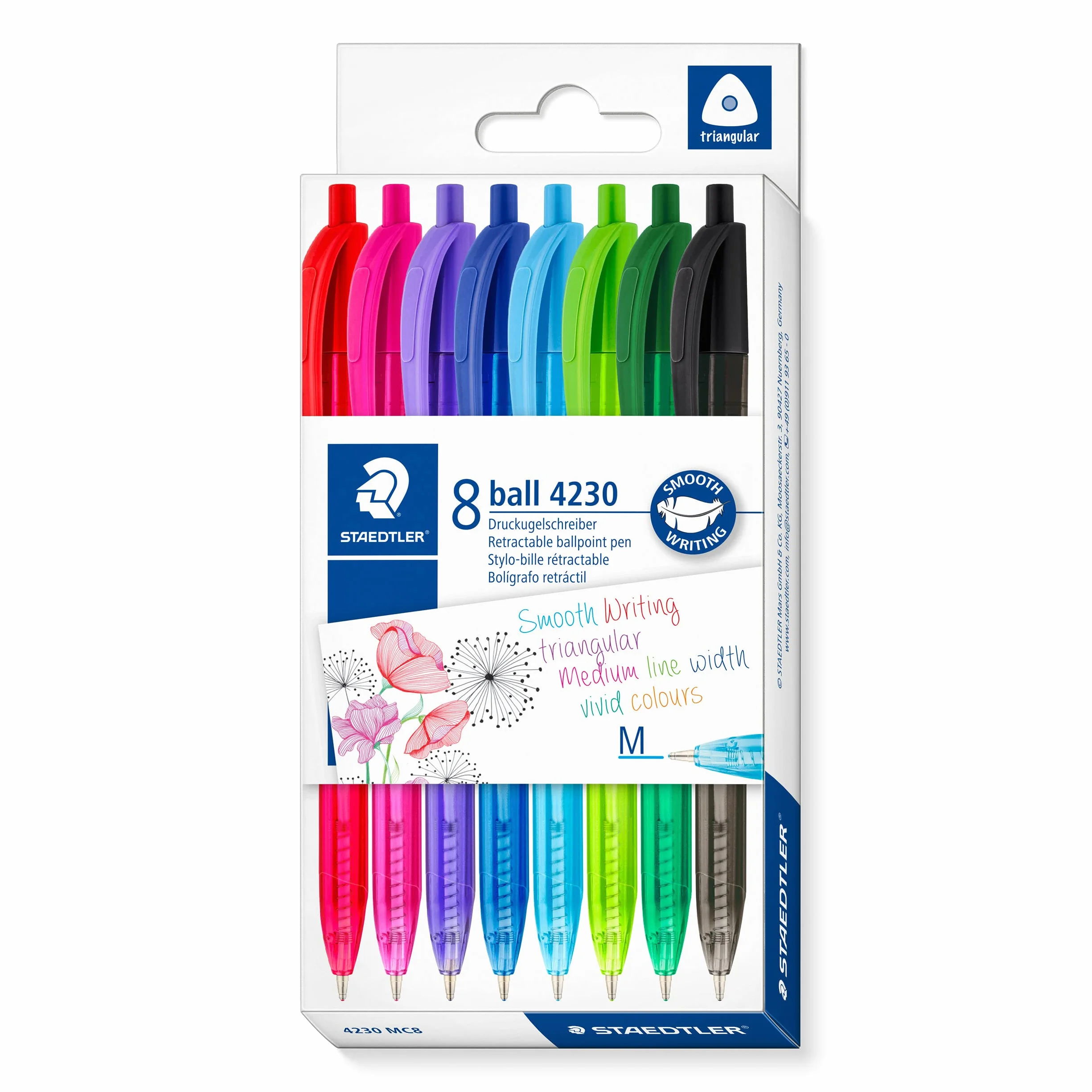 STAEDTLER 4230 MC8 Penna a sfera retrattile confezione da 8 colori assortiti