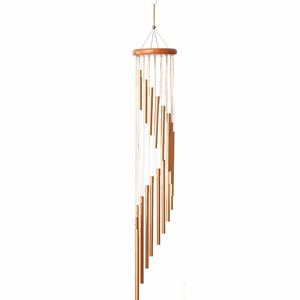Alnicov Campanelli a vento per esterni, campanelli a vento commemorativi, 89 cm, con 18 tubi in lega di alluminio, per giardino, patio, casa e interni (dorato)