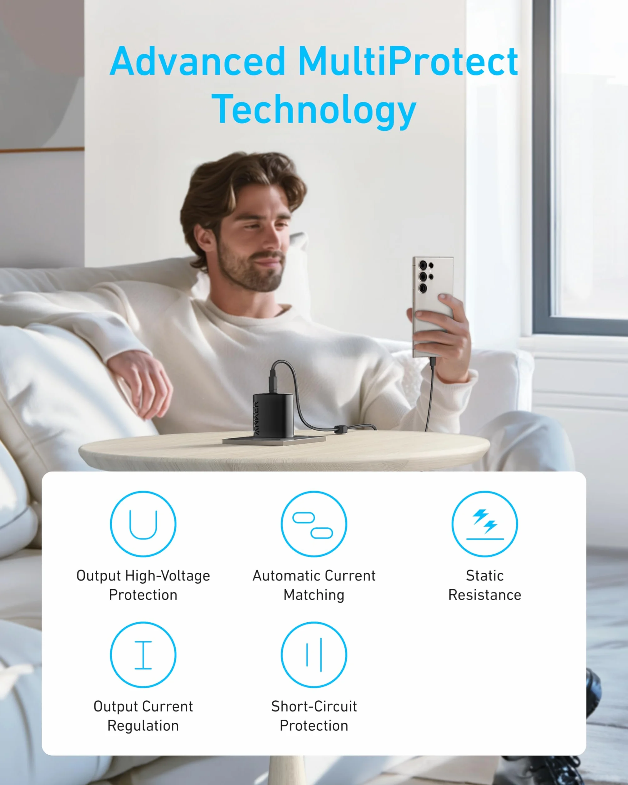 Anker Caricatore USB C 45W, Ricarica Rapida PPS per Samsung S25 Ultra/S24/S23+/S23/S22, iPhone 17 Pro Max/16/15, Pixel