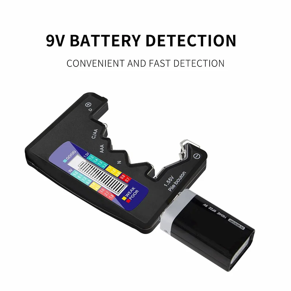 DollaTek 1.5V 9V Digital Battery Tester universale per AA AAA LR44 - Nero