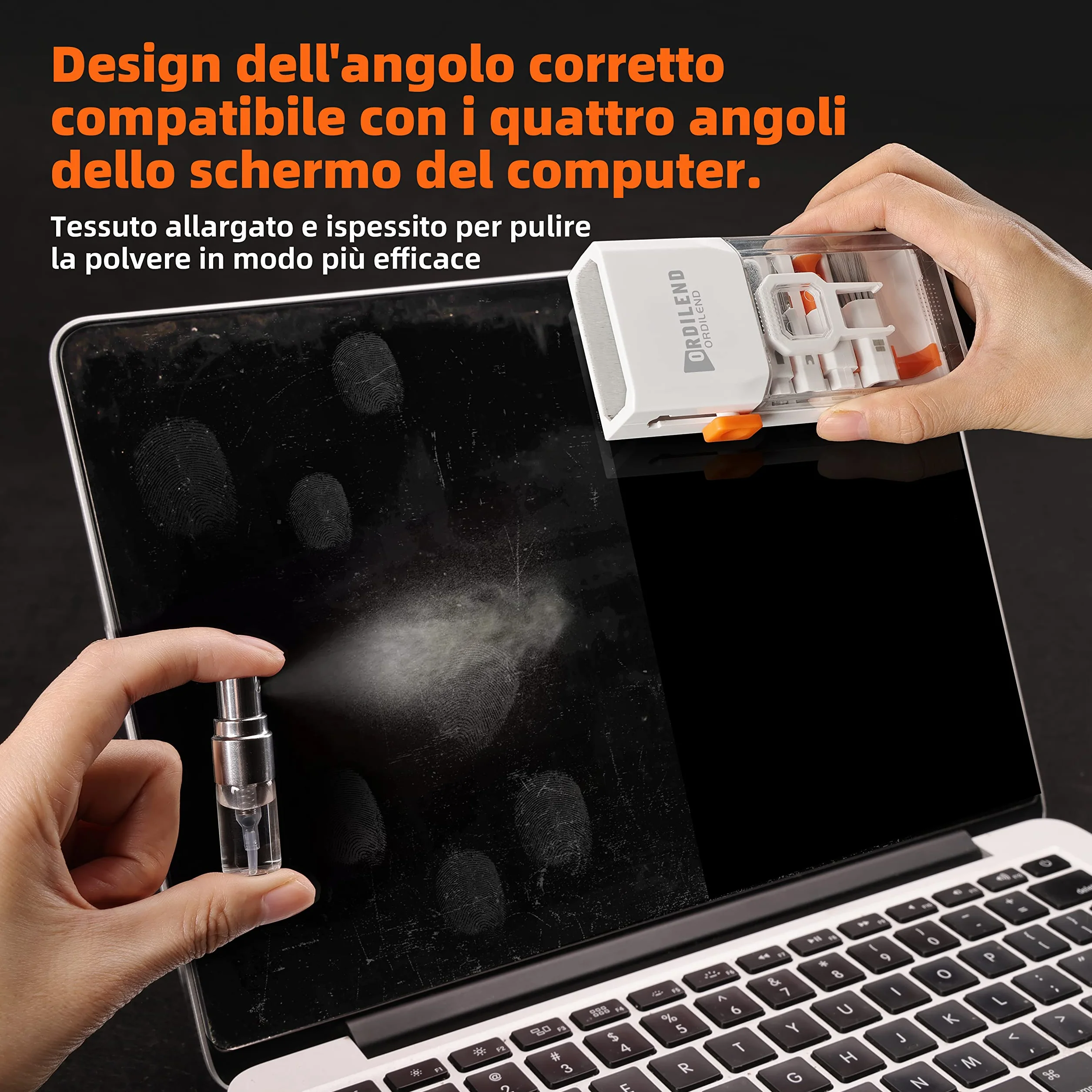 Ordilend Kit di Pulizia per iPhone Airpods Tastiera Laptop Screen Cleaner PC Computer Tablet Camera Lente Earbuds Bianco
