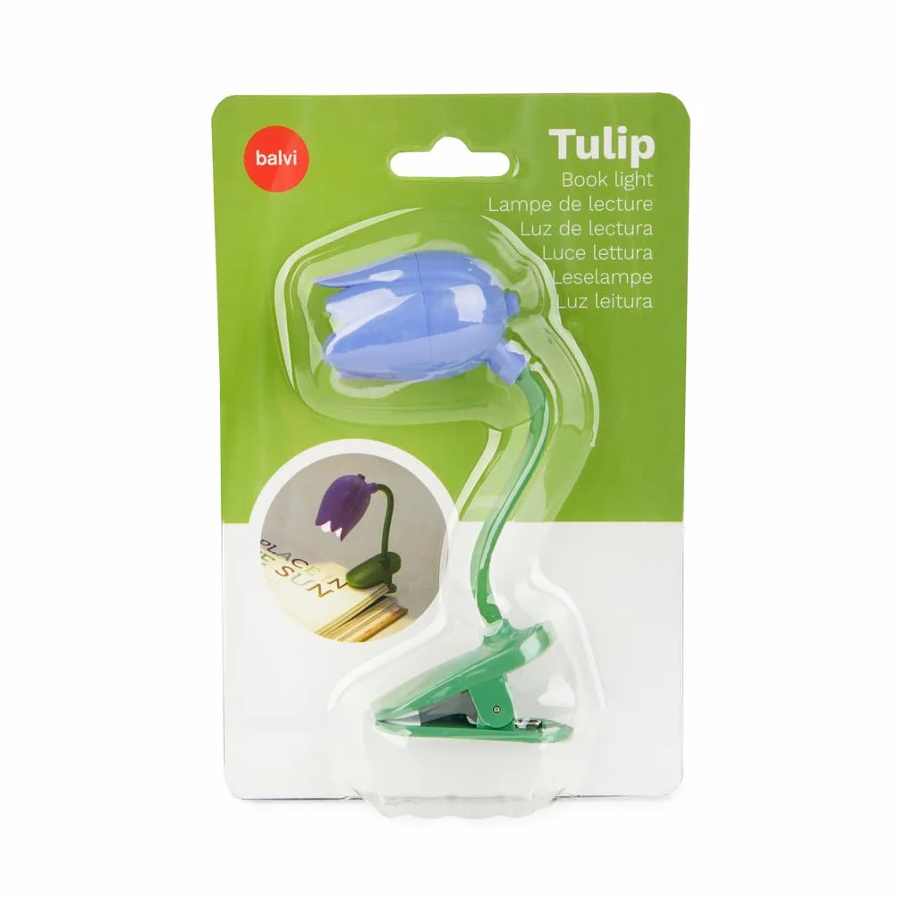 Balvi Lampada Flessibile con Clip a Forma di Tulipano per Lettura Colore Lilla