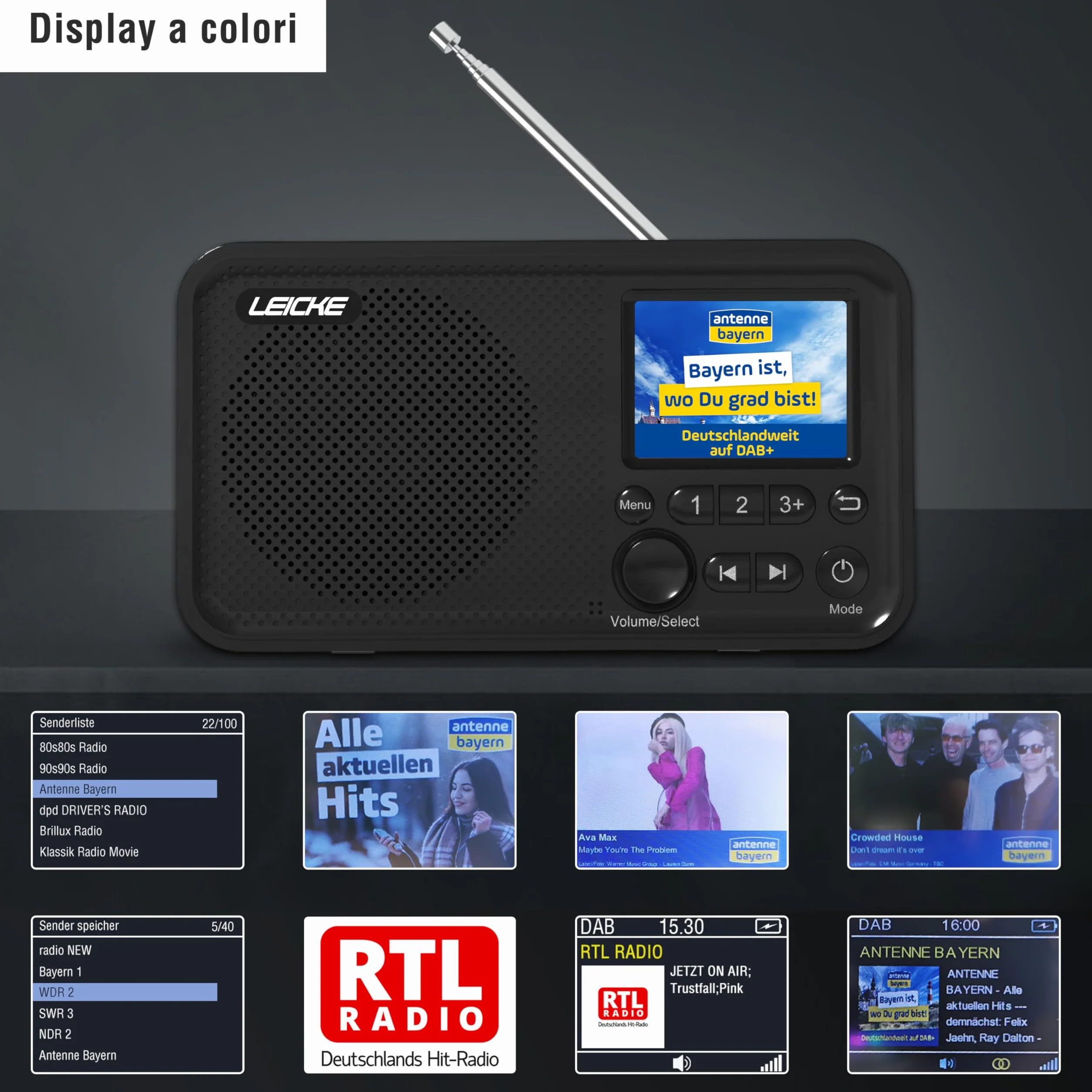 LEICKE DAB+ Radio Portatile con Bluetooth 5.0, FM, Display 2,4", Batteria 4000 mAh