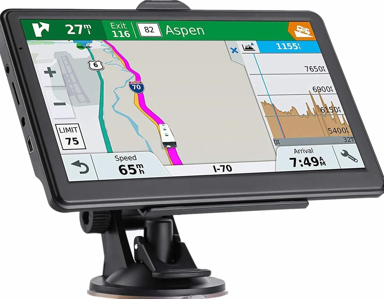 Navigatore GPS 5 Pollici Satellitare con POI Avviso Guida Vocale Aggiornamento UE Auto Camion