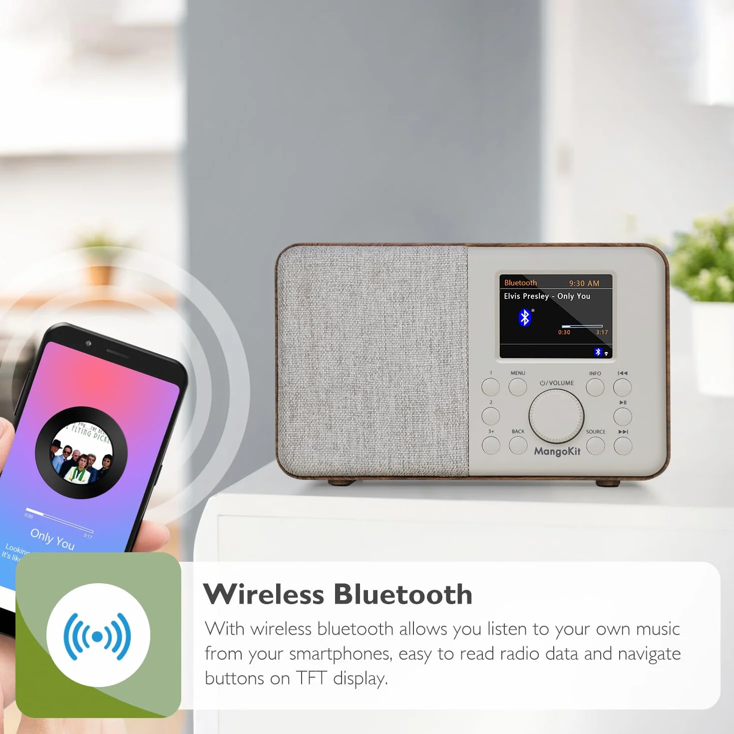 SR10 Internet Radio DAB+ Wi-Fi Lettore Podcast Bluetooth FM Cucina Doppio Allarme Noce