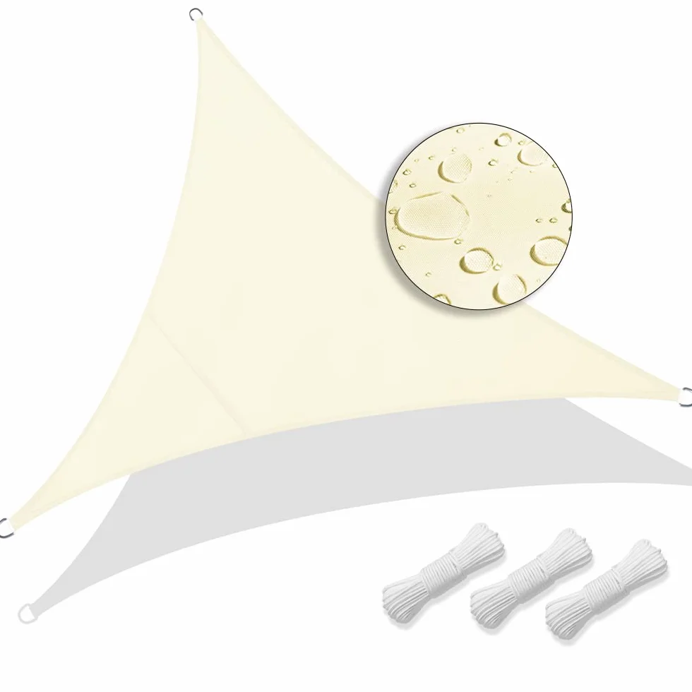 VOUNOT® Vela Ombreggiante Triangolare 5x5x5m, Tenda da Sole Impermeabile Protezione UV per Esterno Beige