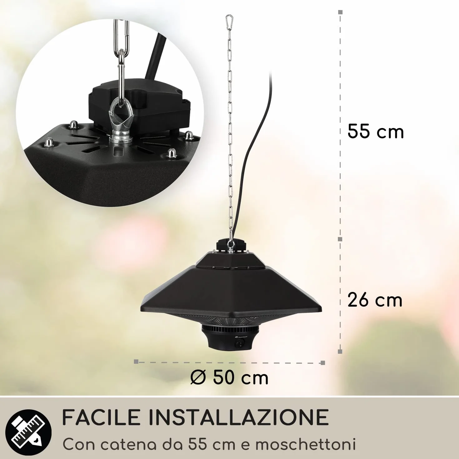 Blumfeldt Heat Hexa Lampada Infrarossi Riscaldante 2000W IR ComfortHeat Nero