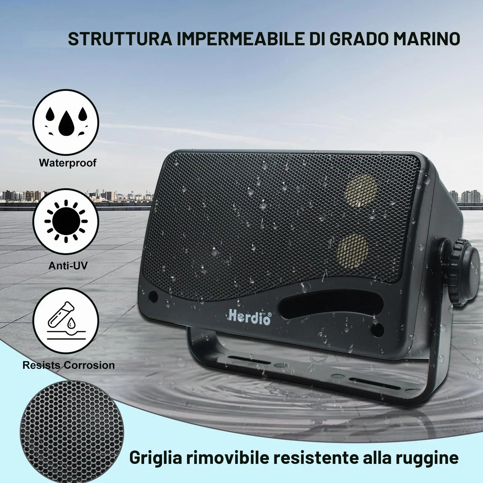 Herdio 3,5 Pollice Altoparlanti da Esterno 200Watt Diffusori Cablato All-Weather Coppia Nero