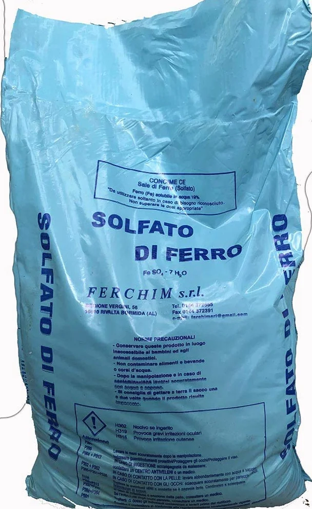 SOLFATO DI FERRO EPTAIDRATO TIPO NEVE KG.25 CRISTALLINO PER ORTO PRATI E GIARDINO