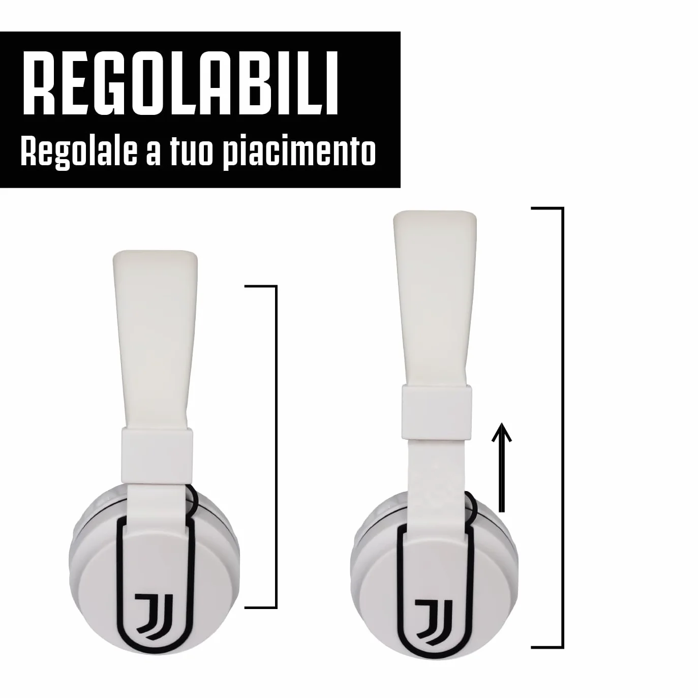 Juventus Football Cuffia On-Ear z mikrofonem, kabel aux, biało-czarna, adapter USB-C