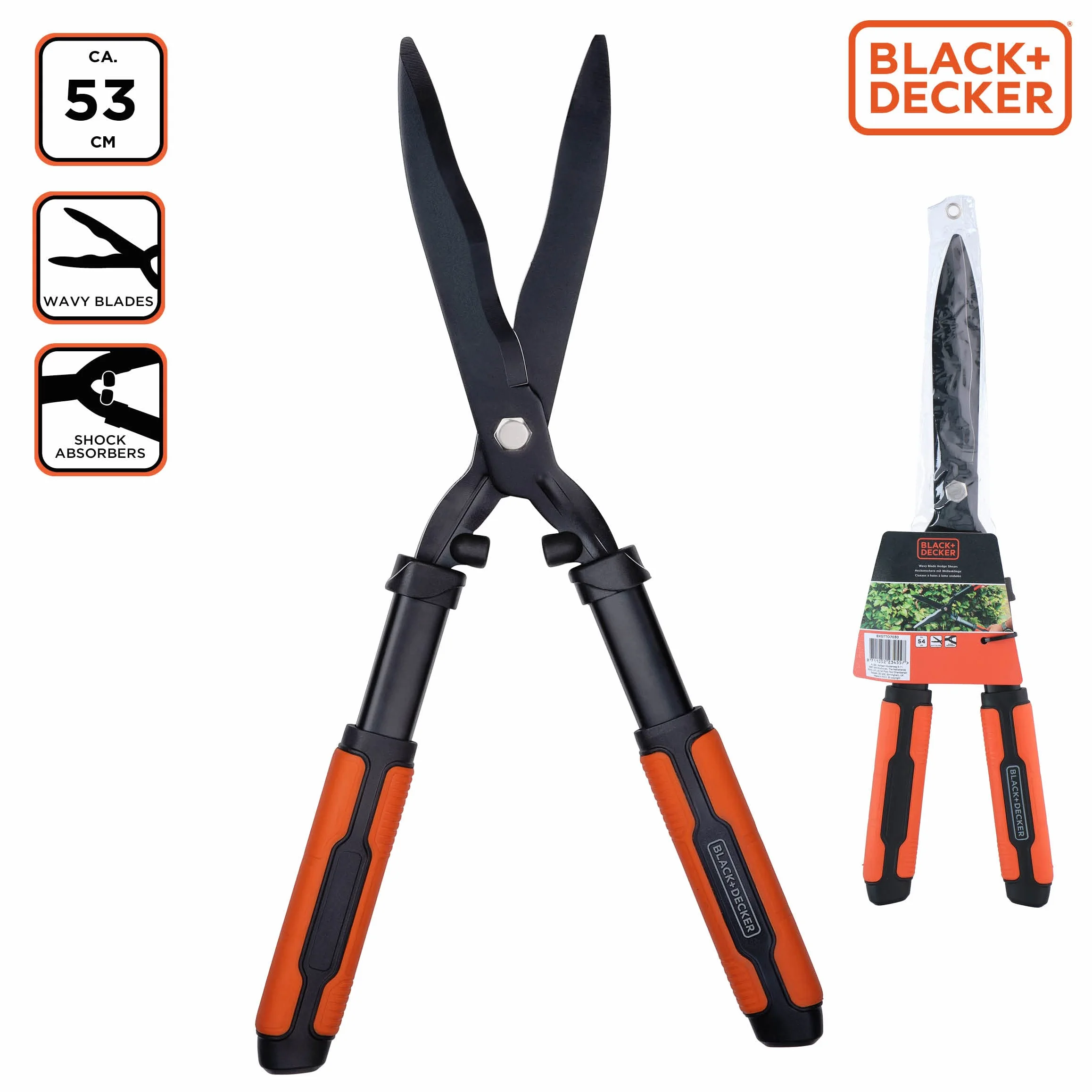 BLACK+DECKER Tagliasiepi 53 cm Lame in acciaio seghettato Nero/Arancione