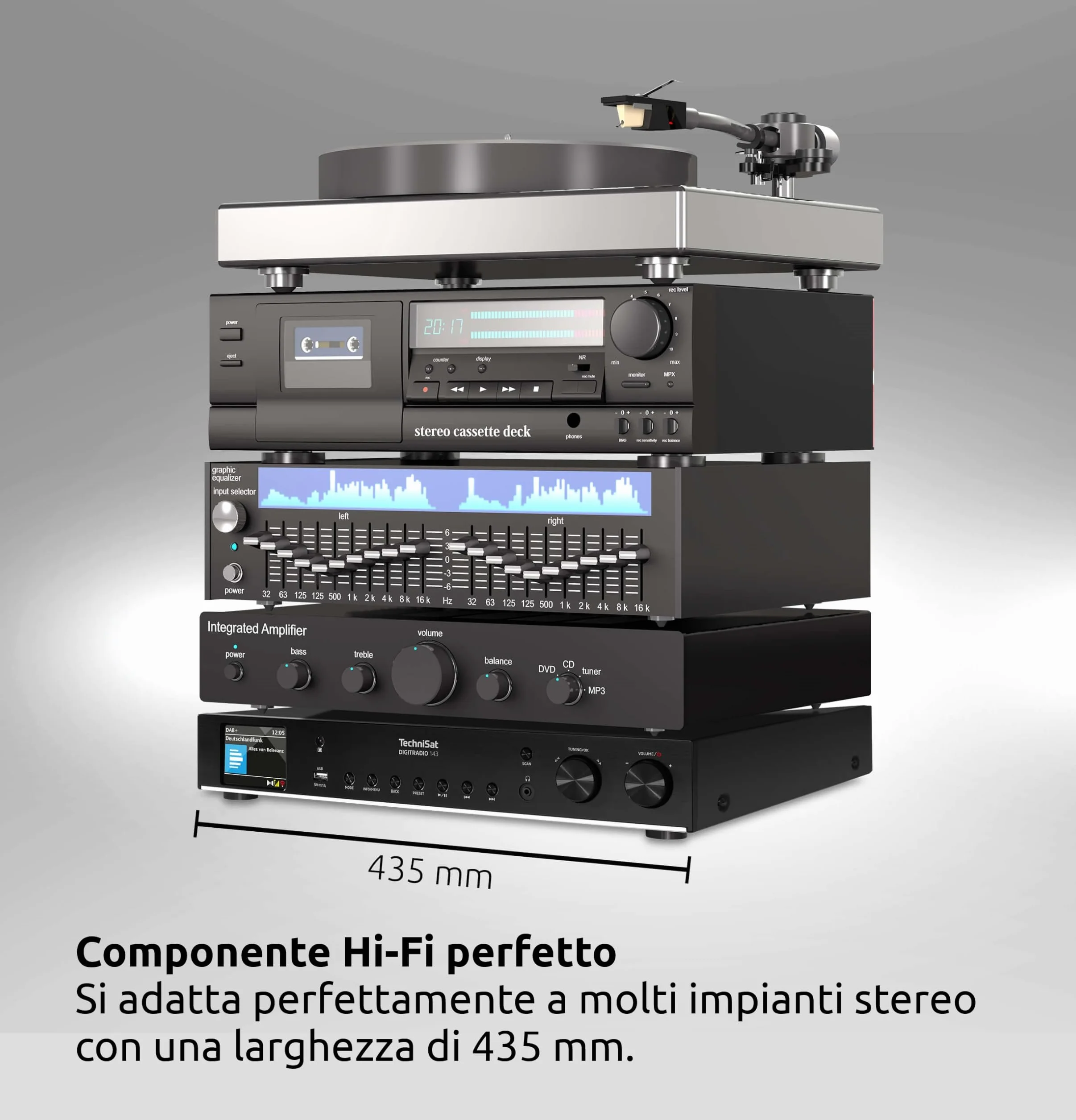 TechniSat DIGITRADIO 143 (V3) Sintonizzatore HiFi Radio Internet DAB+ Bluetooth Spotify Connect Nero