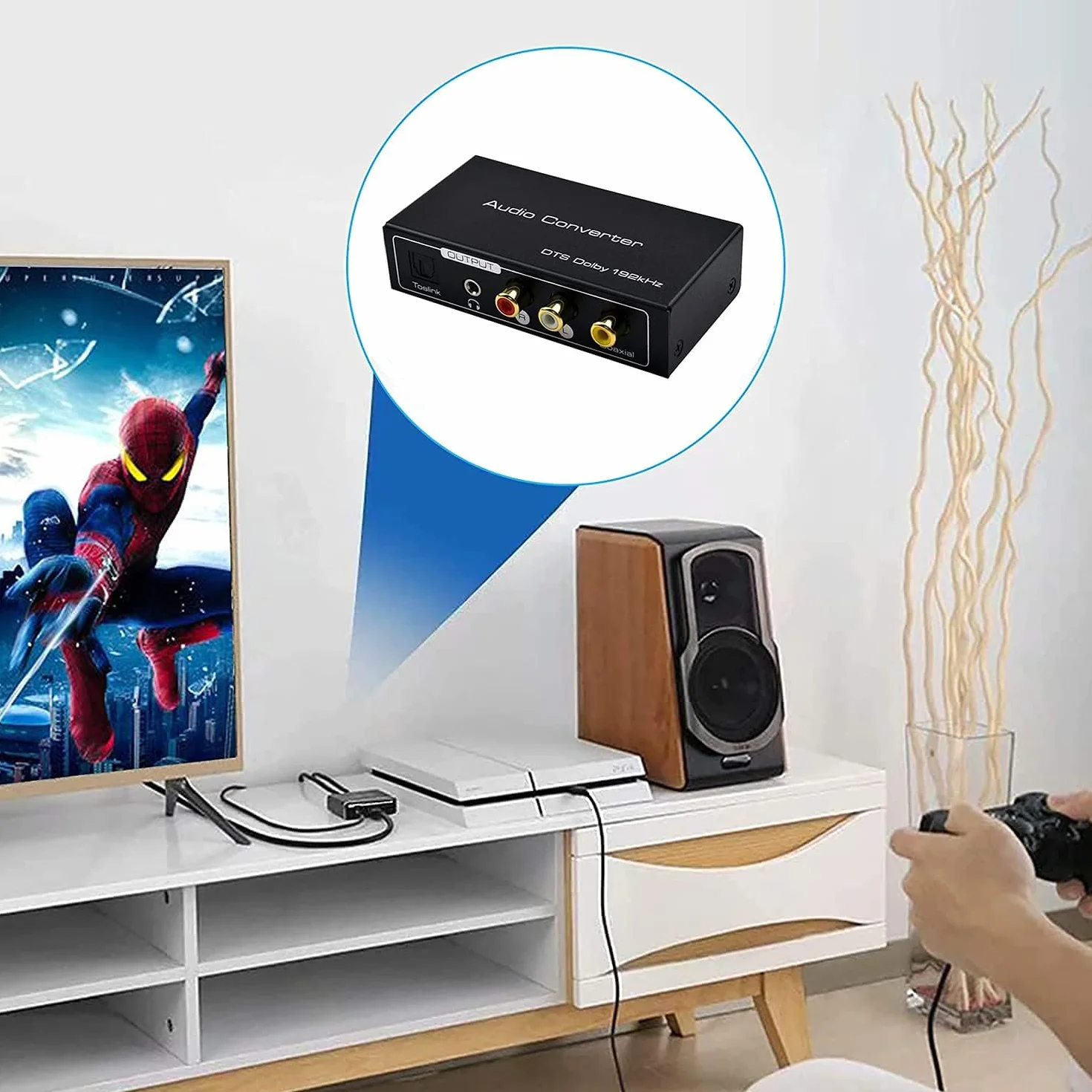AMANKA Estrattore HDMI Convertitore Audio, Supporto 192Khz Toslink Stereo RCA L/R 3.5mm Jack