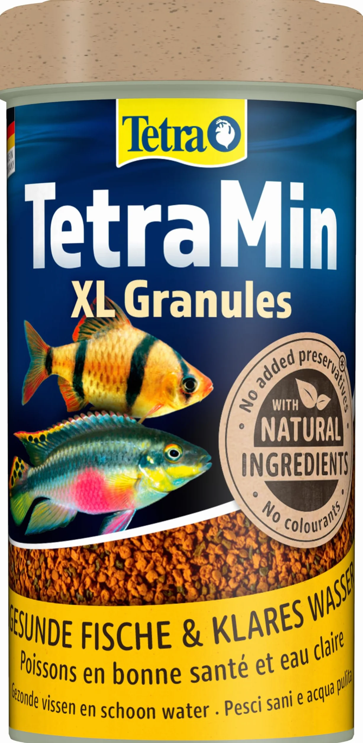 TetraMin XL Granules - Mangime per pesci a lento affondamento per pesci ornamentali di grandi dimensioni nello strato d'acqua centrale dell'acquario, lattina da 250 ml