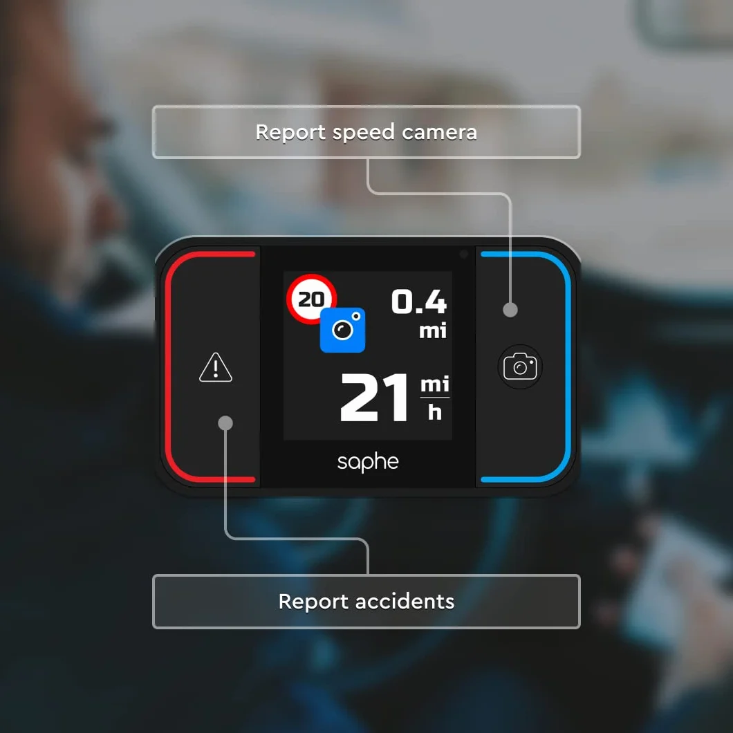 Saphe Drive Pro Rivelatore Autovelox con Display a Colori, Bluetooth, Accessori Auto