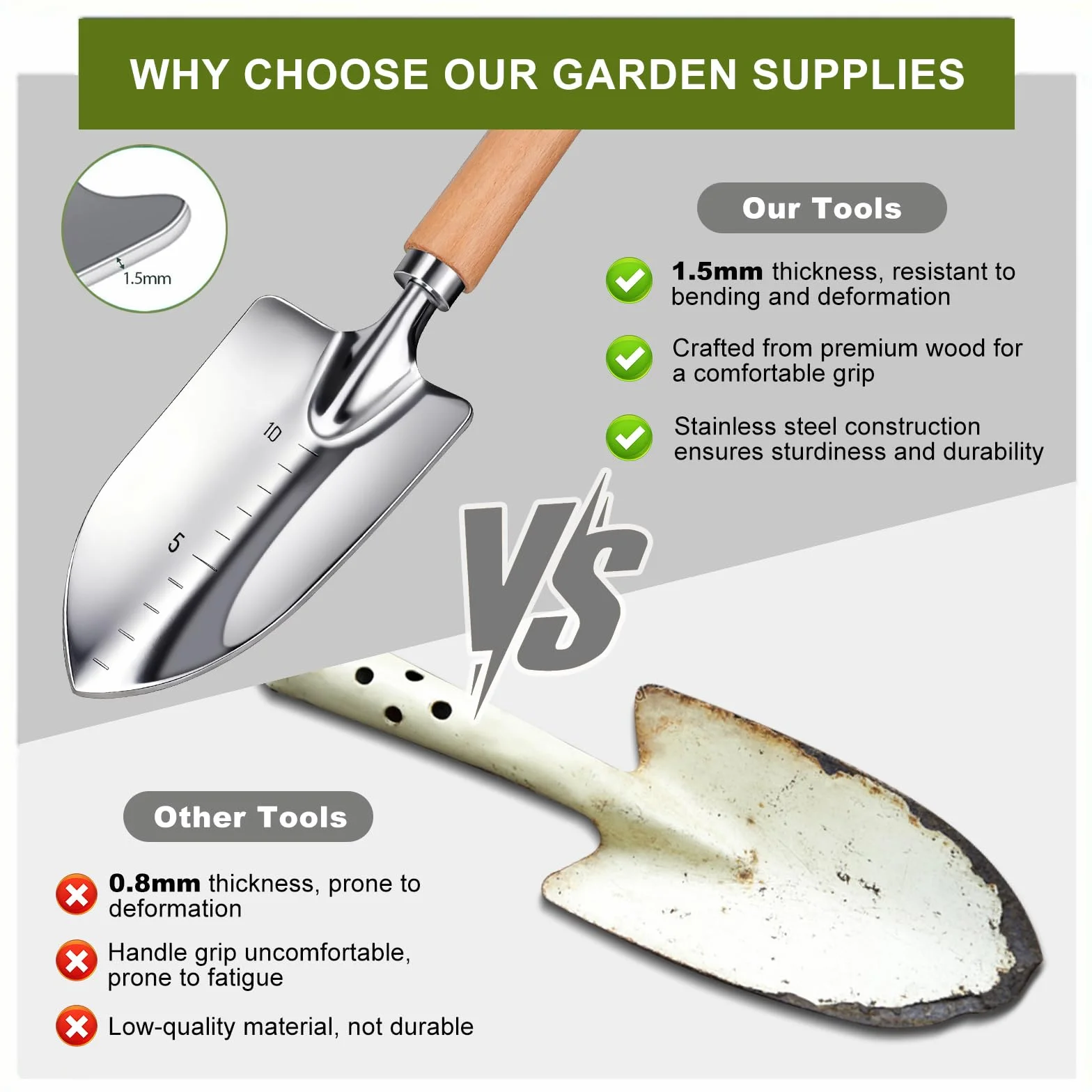 Kynup Set da Giardinaggio 9 Pezzi, Attrezzi da Giardino in Acciaio Inossidabile Antiruggine con Manici in Legno Ergonomici Antiscivolo – Ideale per Trapianti, Potatura e Set Giardinaggio Regali