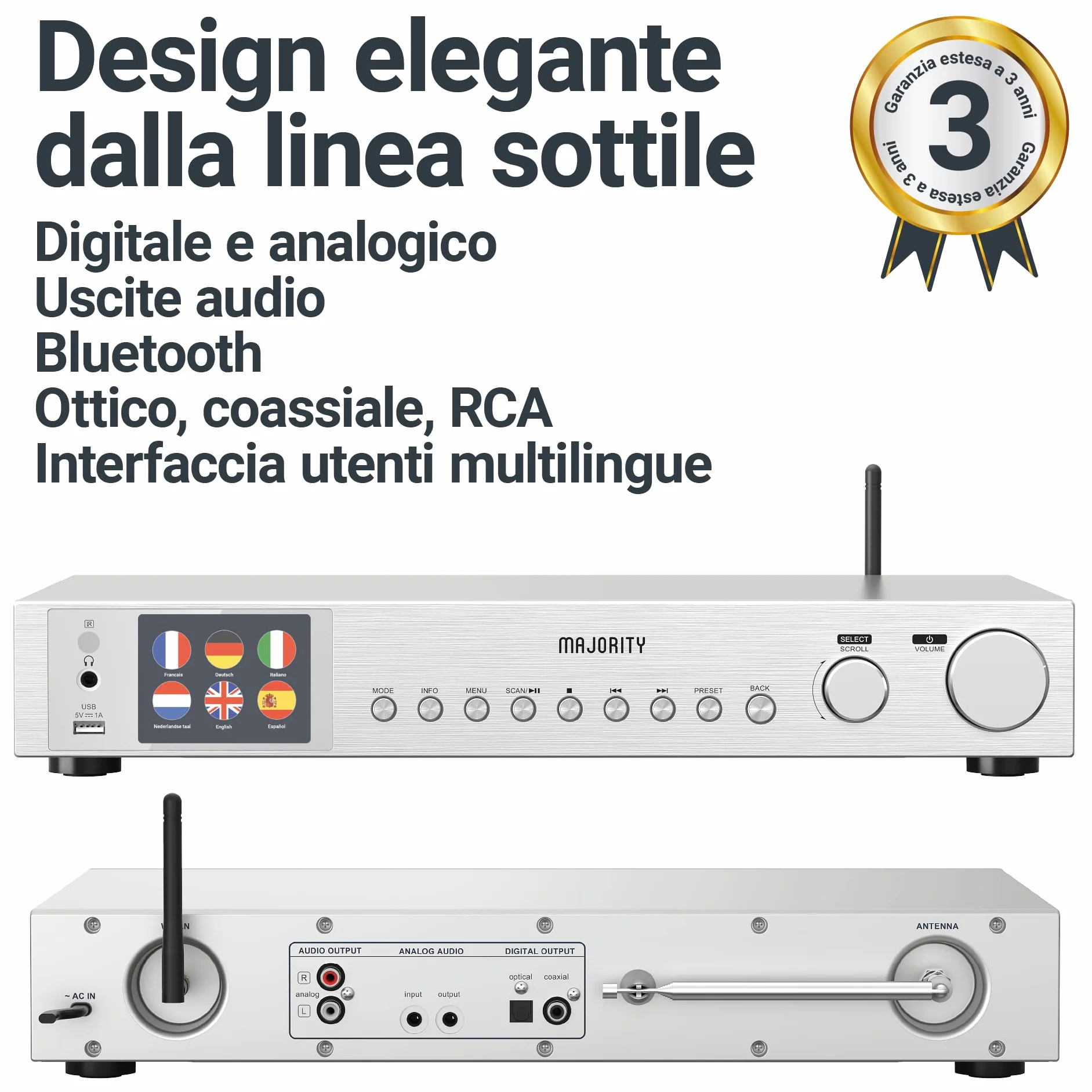 Majority Fitzwilliam Internet Radio DAB+ WLAN Bluetooth HiFi Radio Digitale Cucina