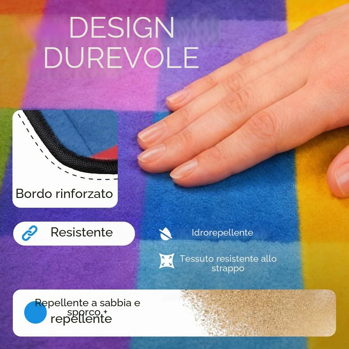 Detex Coperta da Picnic XL 200x200 Impermeabile Isolante 4-6 Persone