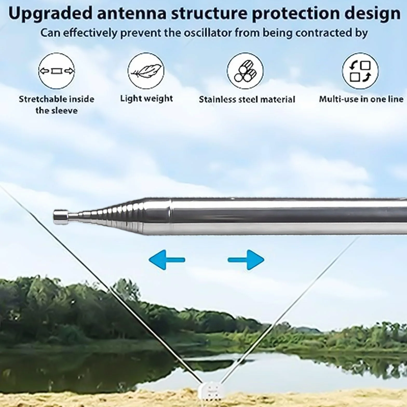 Antenna telescopica 5.6m 14-sezione M10 Acciaio Inox per Radio Onde Corte Amatoriale