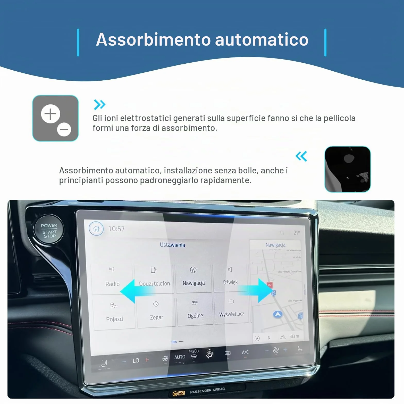 Pellicola protettiva per navigazione Ford Puma ST Line 2024-2025 SYNC 4 12 pollici accessori 2025