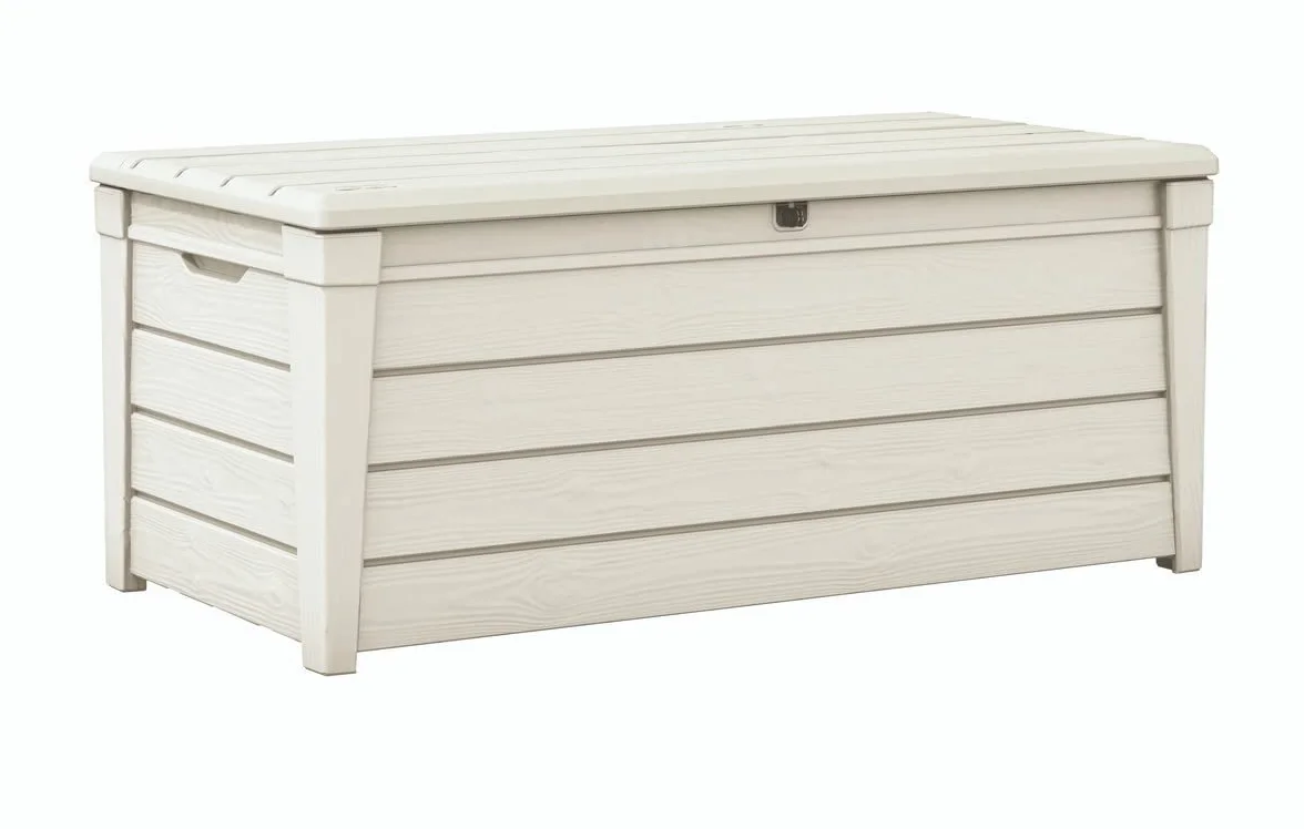 Keter - Baule da Giardino Brightwood Poolbox, capacità 454 Litri 145x69,7x60,3 Centimetri