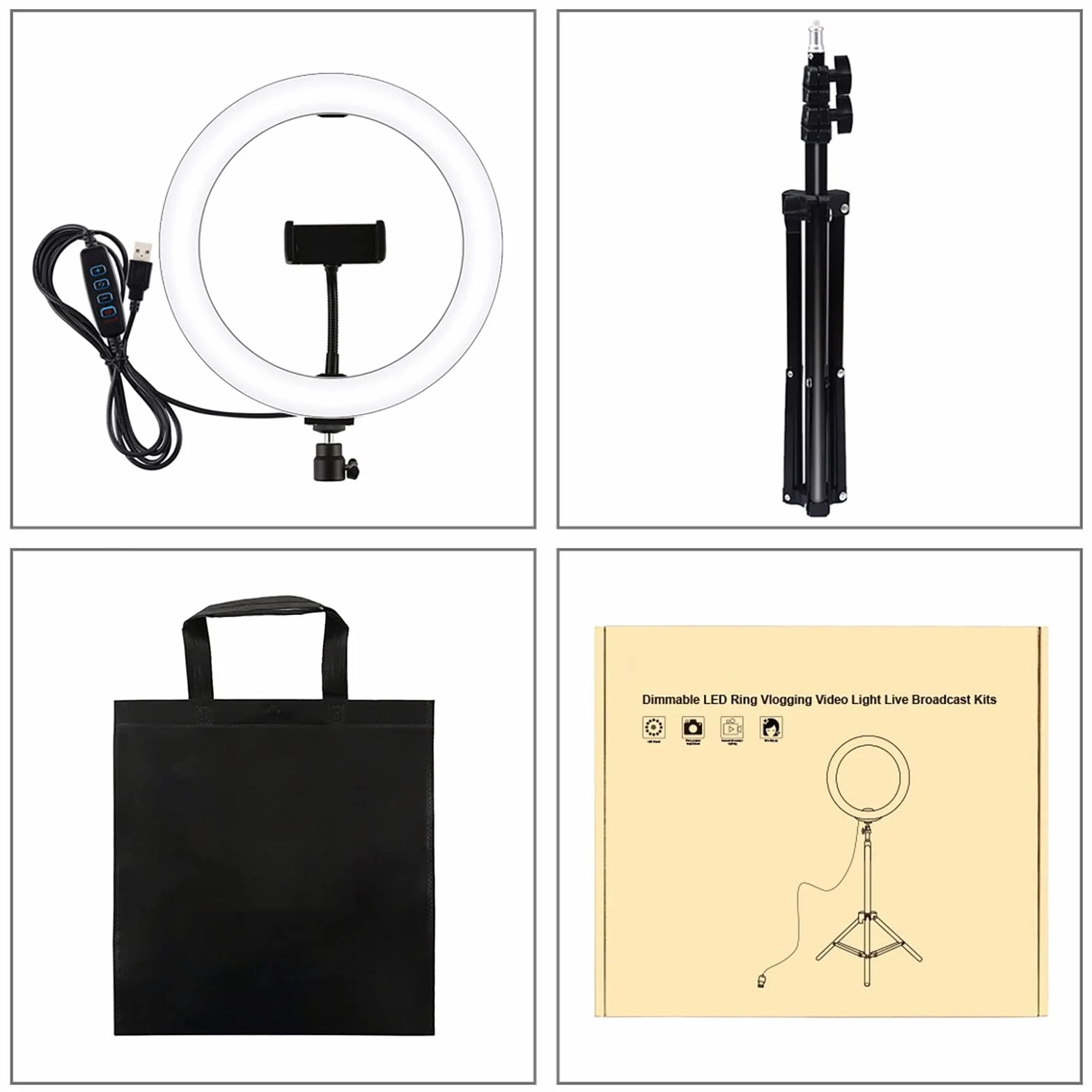 ELLENNE Anello Luminoso LED Selfie Ring Light 26cm Smartphone Treppiede