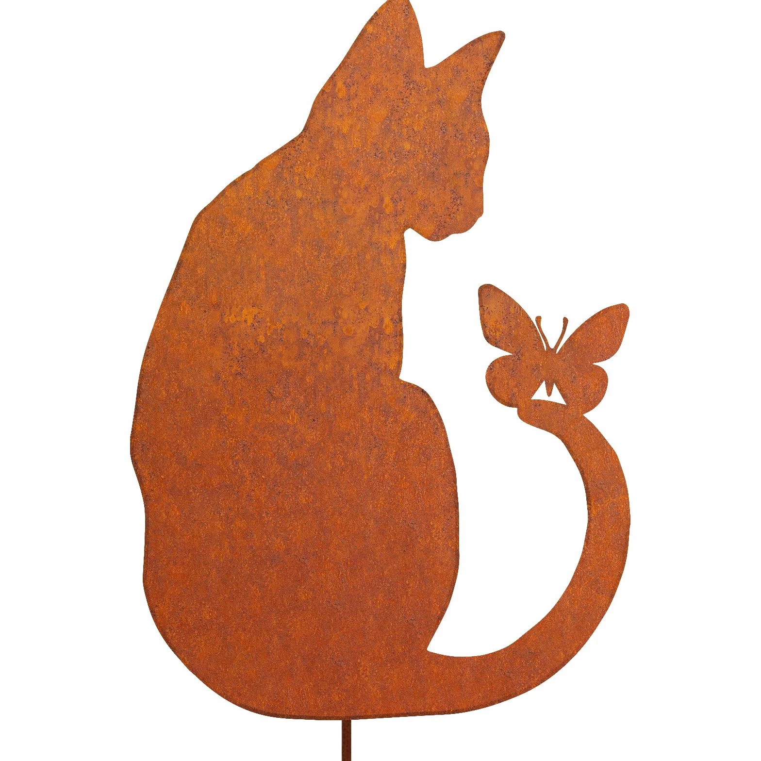 Gatto decorazione da giardino ruggine spina da giardino, spina in metallo arrugginito, decorazione per giardino, terrazza, balcone