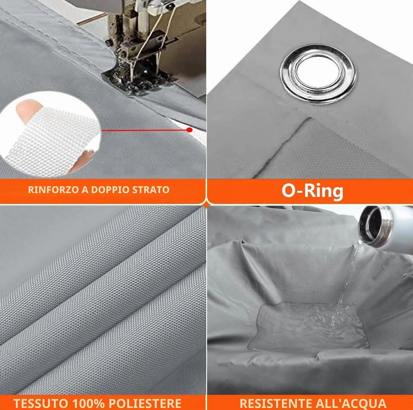 Vela Ombreggiante Impermeabile 1x2M Tenda da Sole per Esterno Vele Ombreggianti Rettangolare Telo Parasole con Fune Occhiellato Protezione UV Tenda Vela per Giardino Balcone Terrazza Grigio chiaro
