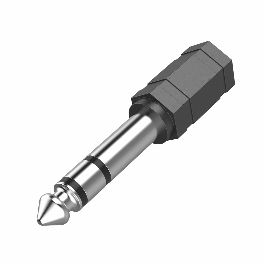 Hama Jack Audio Adattatore da 1 jack femmina da 3,5 mm a 1 jack maschio 6,35 mm, Nero