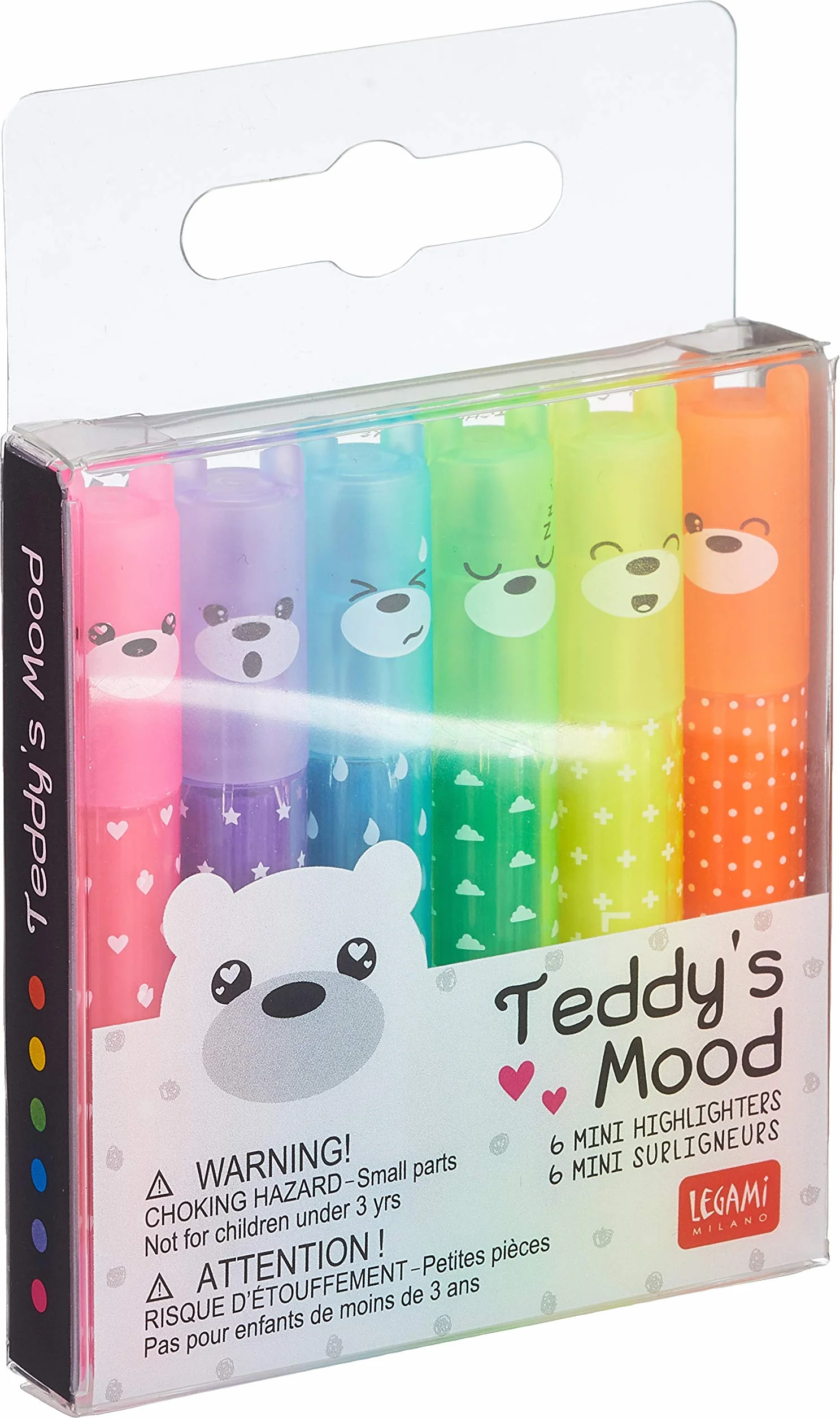Legami Set di 6 Mini Evidenziatori Teddy's Mood