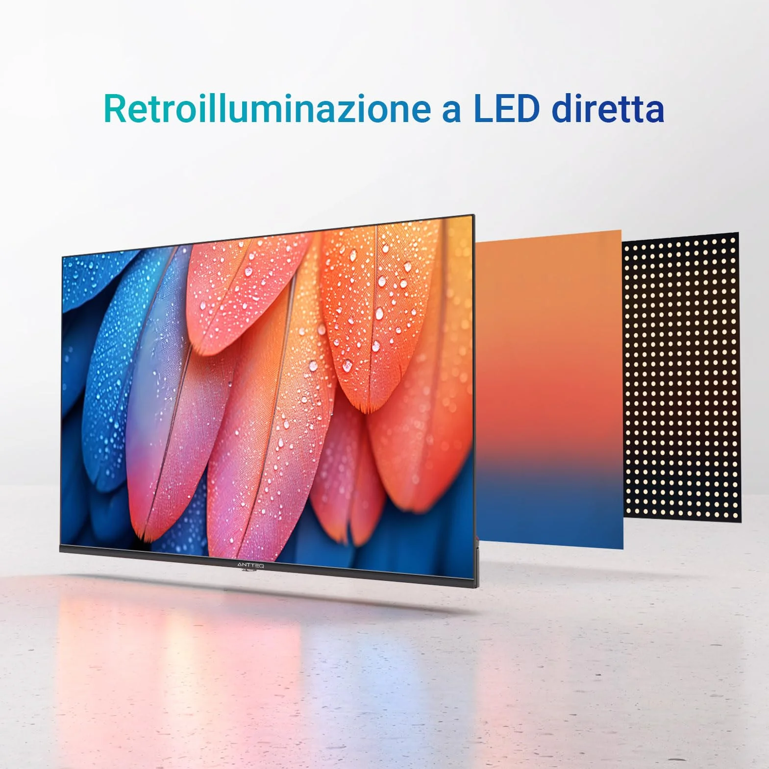 Antteq TV 32 Pollici (81 cm) LED HD Triple Tuner DVB-T2/S2/C HDMI USB H.265/HEVC 10bit Audio Dolby E32-AH1Q1L