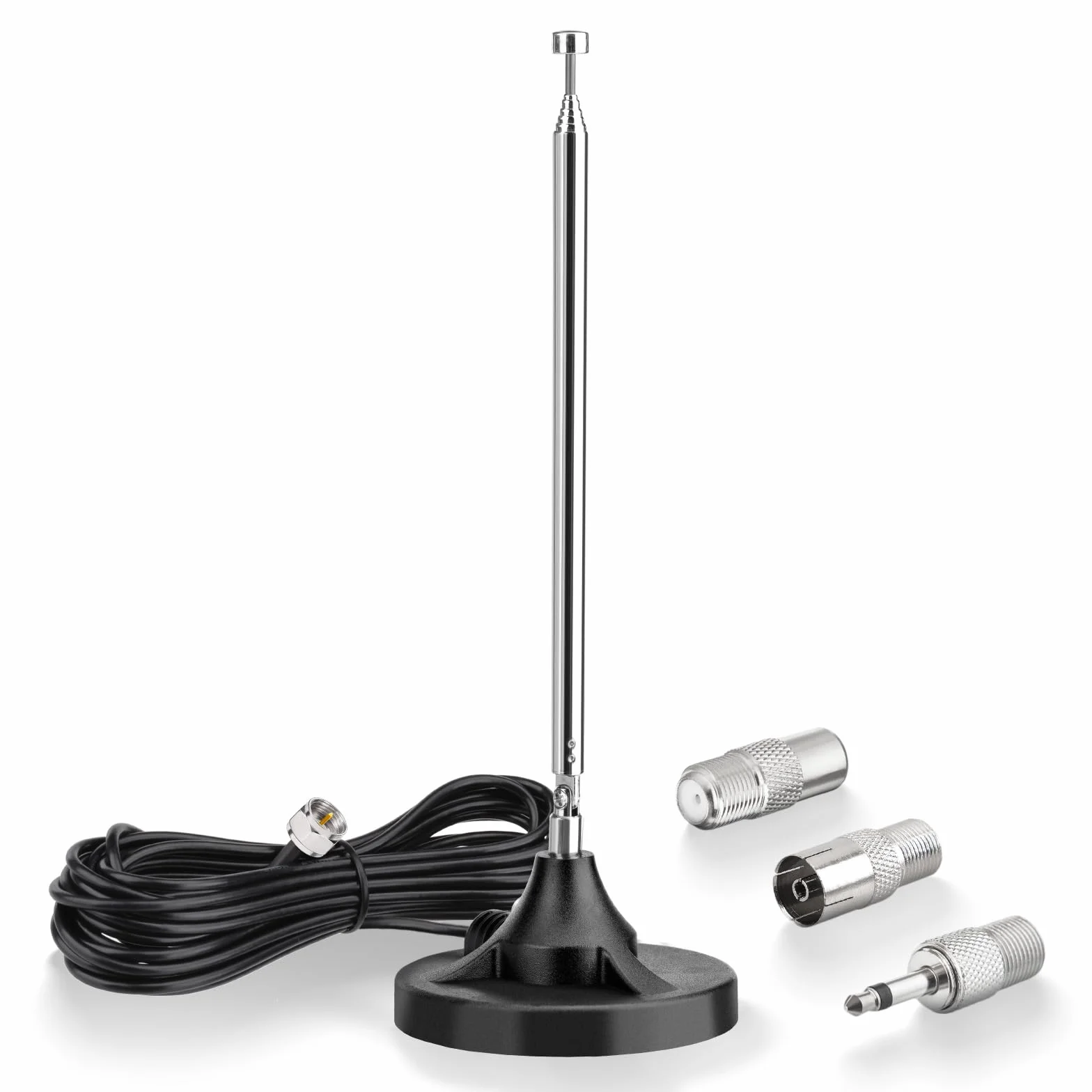 Eightwood Antenna Radio FM DAB Telescopic Digitale 75 Ohm con Base Magnetica Extension 2.5M Cable