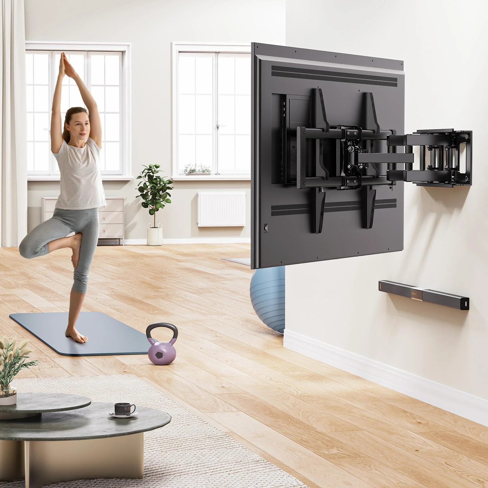 Alphamount Supporto TV Parete 37-80 Pollici 45 kg, Staffa TV Girevole Estensione Inclinazione, VESA 600x400 mm, APLF6
