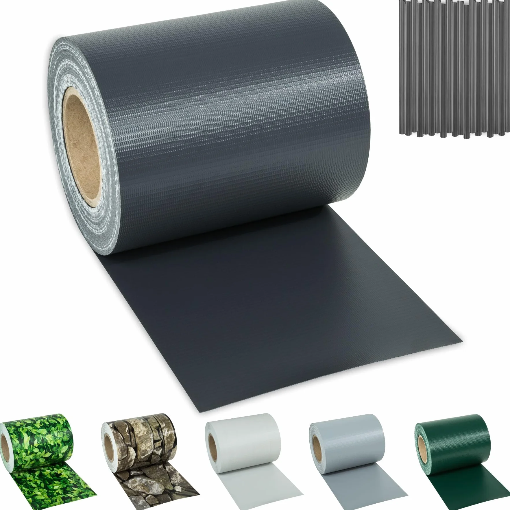 tectake® Rotolo Recinzione PVC 19 cm, Clip Montaggio, Resistente UV, Facile Installazione, Protezione Intemperie, Antistrappo, Frangivista Balcone, Paravento da Esterno - 35 m, Antracite