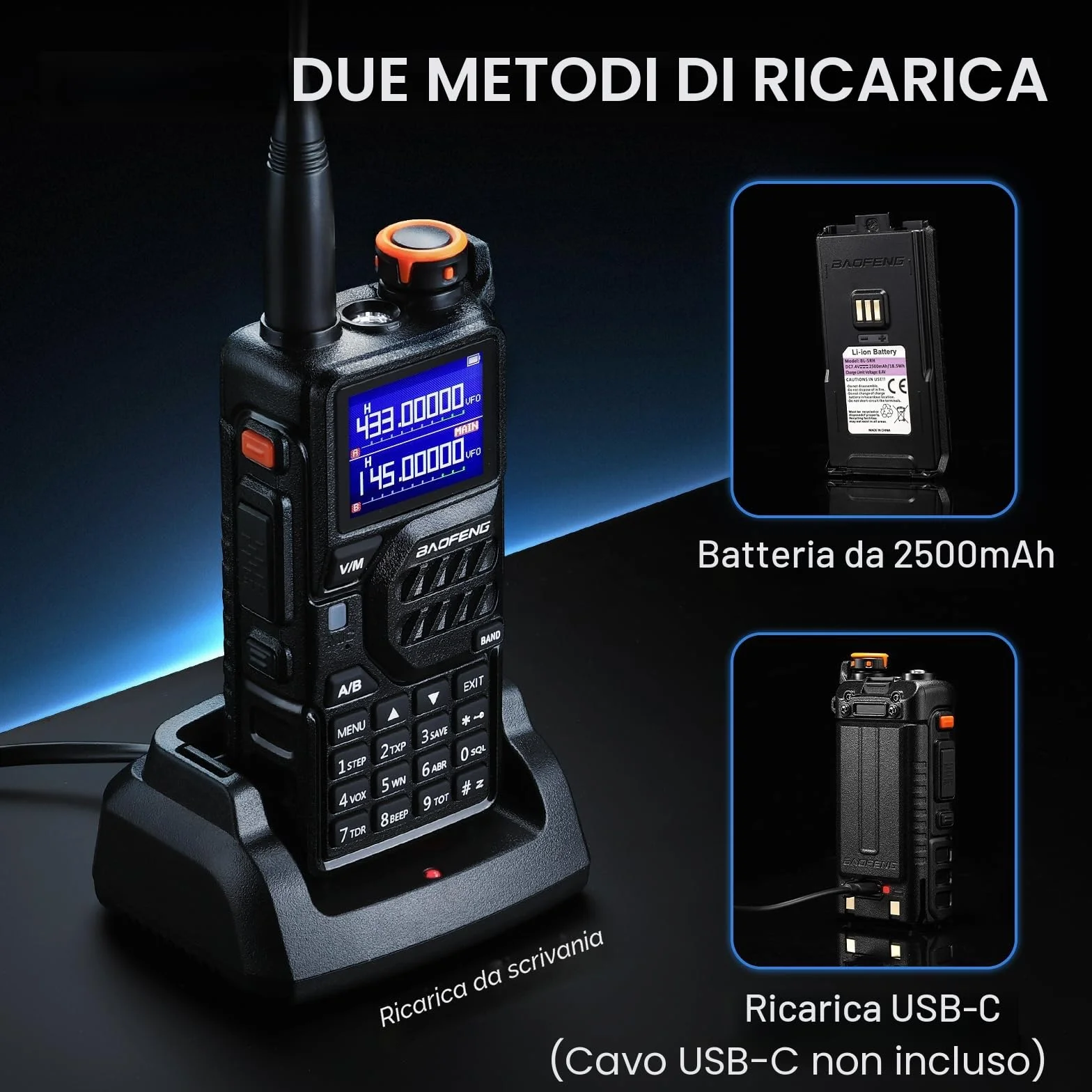 BAOFENG K5PLUS Radio amatoriale a tre bande UHF VHF 1.25 m 10 W 999 CH portatile