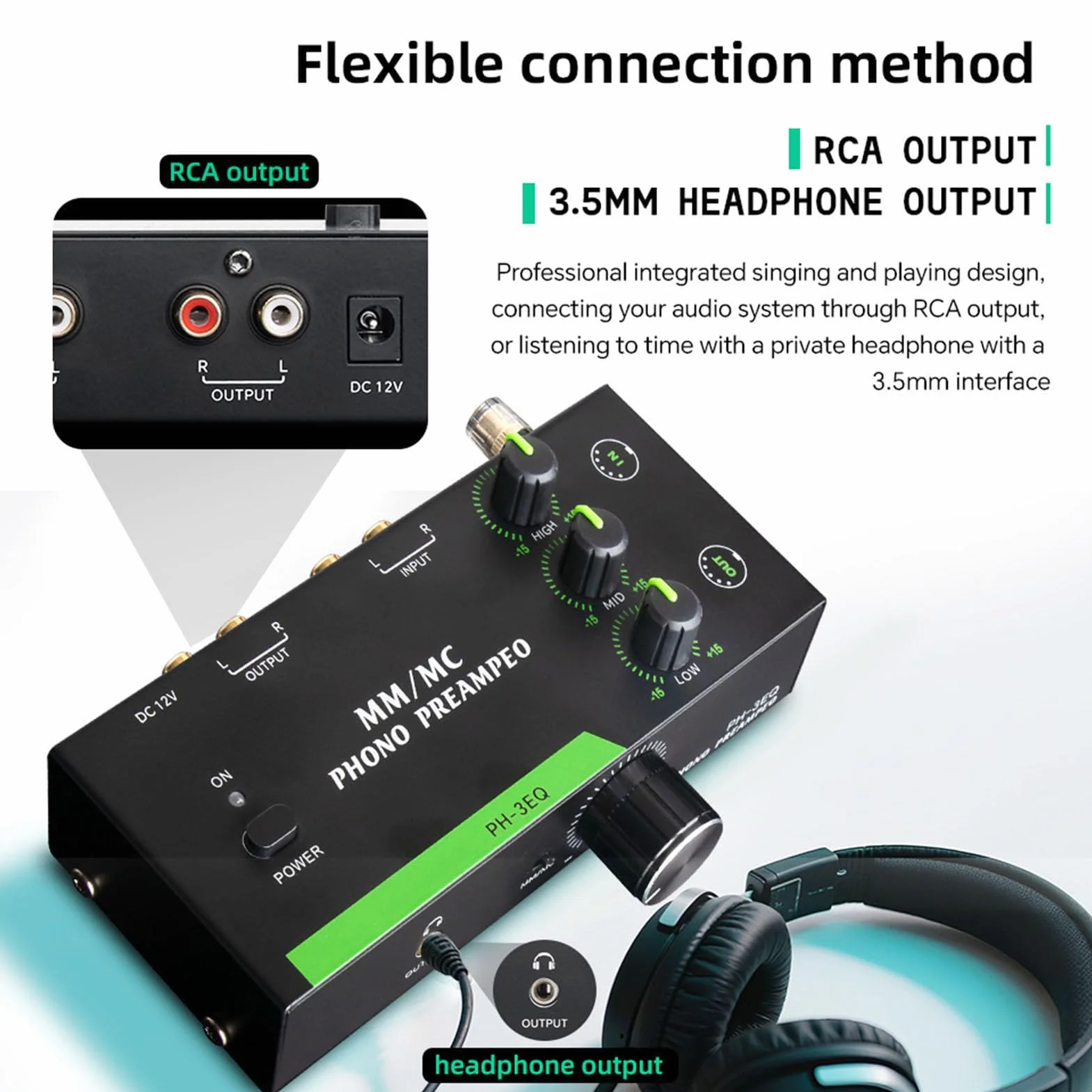 Preamplificatore Phono MM MC Professionale con Ingresso XLR 5 Pin Equalizzazione Regolabile